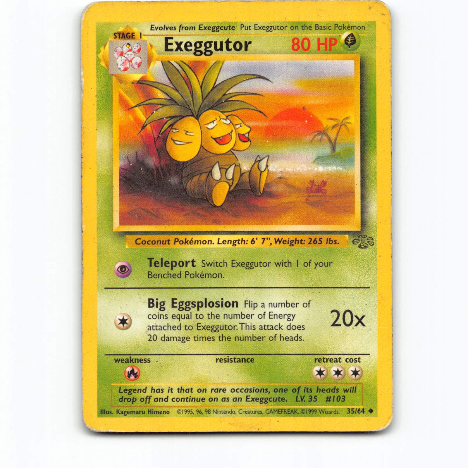 Pokémon Exeggutor JU EN 035/064 Pokemon Kort Jungle Wizards of The Coast