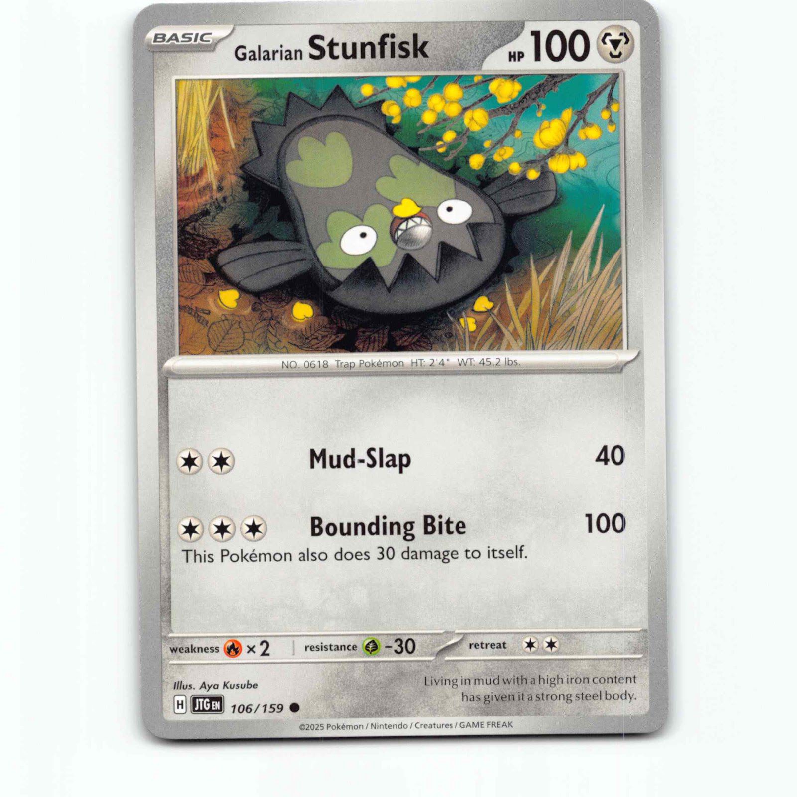 Galarian Stunfisk 106/159 Pokémon JTG EN Journey Together Pokemon Kort Scarlet &