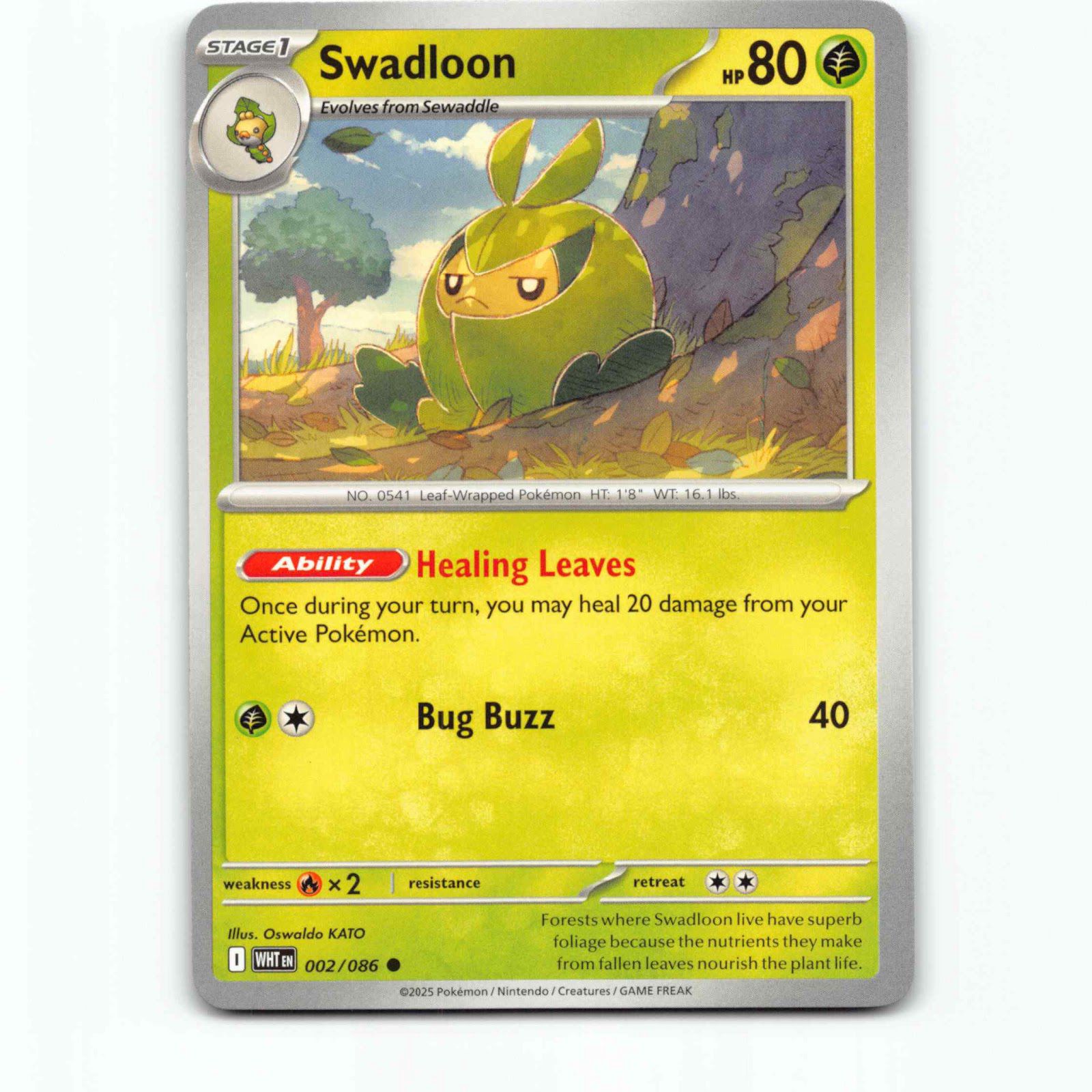 Swadloon 002/086 Pokémon WHT EN White Flare Pokemon Kort Scarlet & Violet