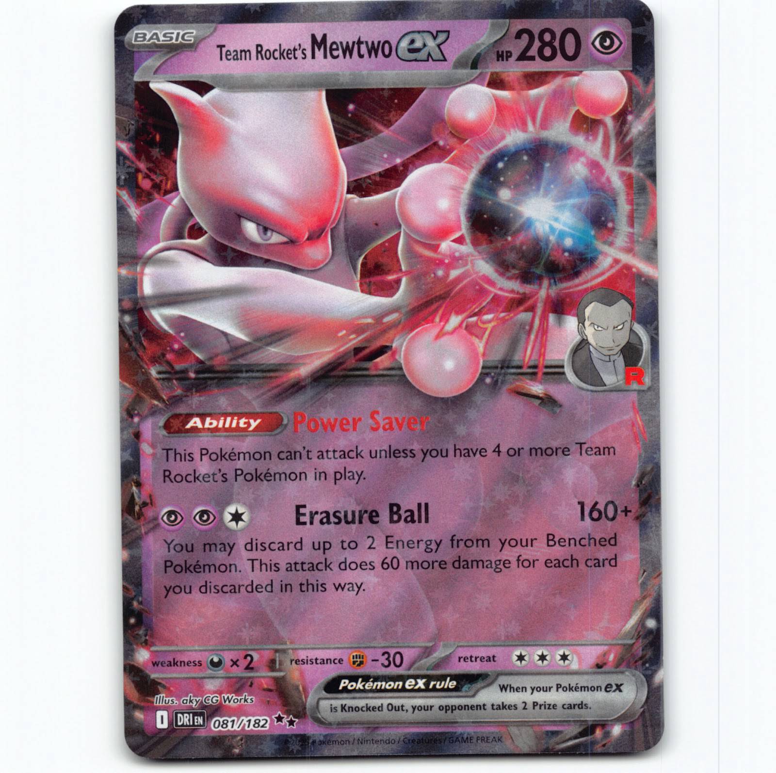 Pokémon Team Rocket’s Mewtwo ex DRI EN 081/182 Double Rare Holo Pokemon Kort Des