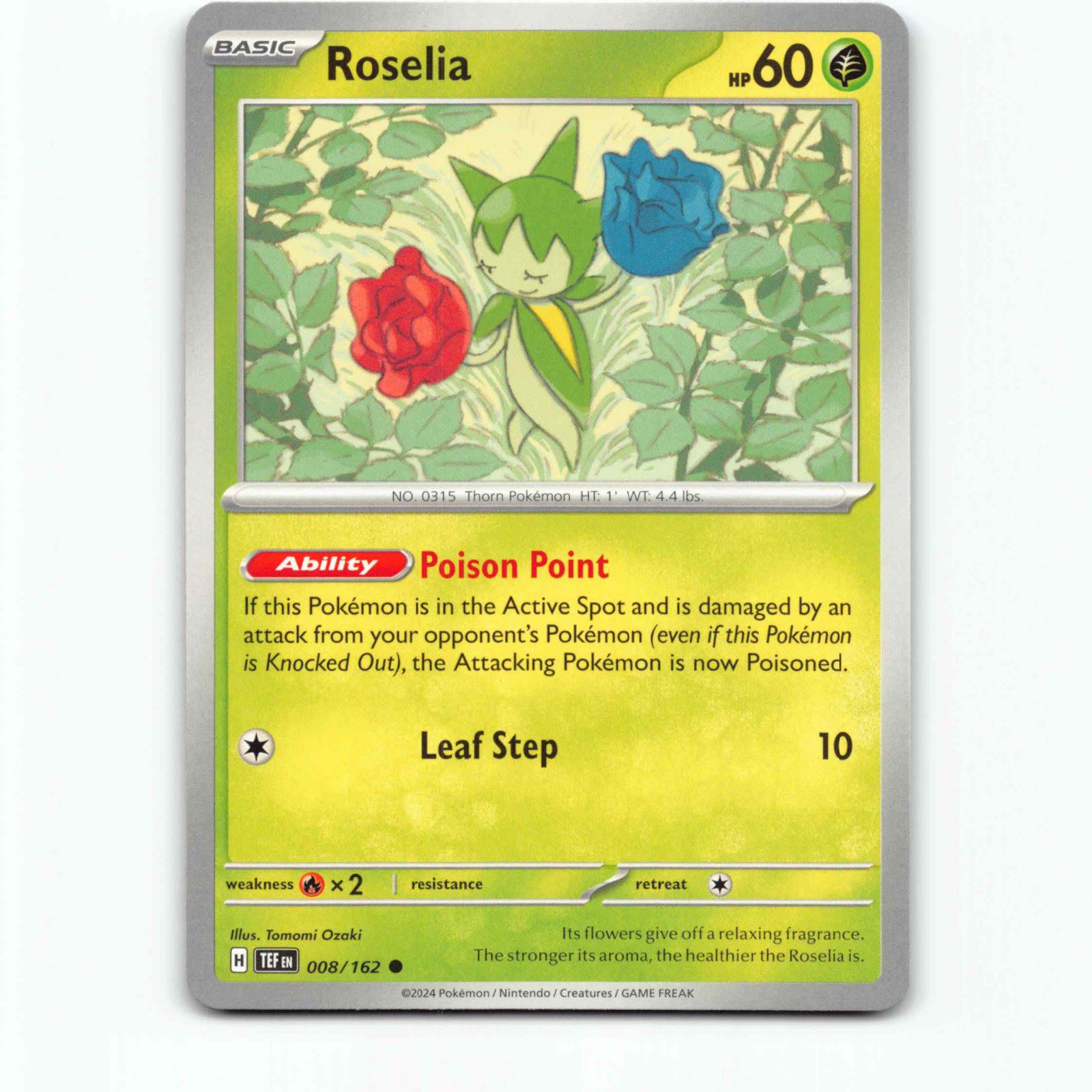 Roselia 008/162 Pokémon TEF EN Temporal Forces Pokemon Kort Scarlet & Violet