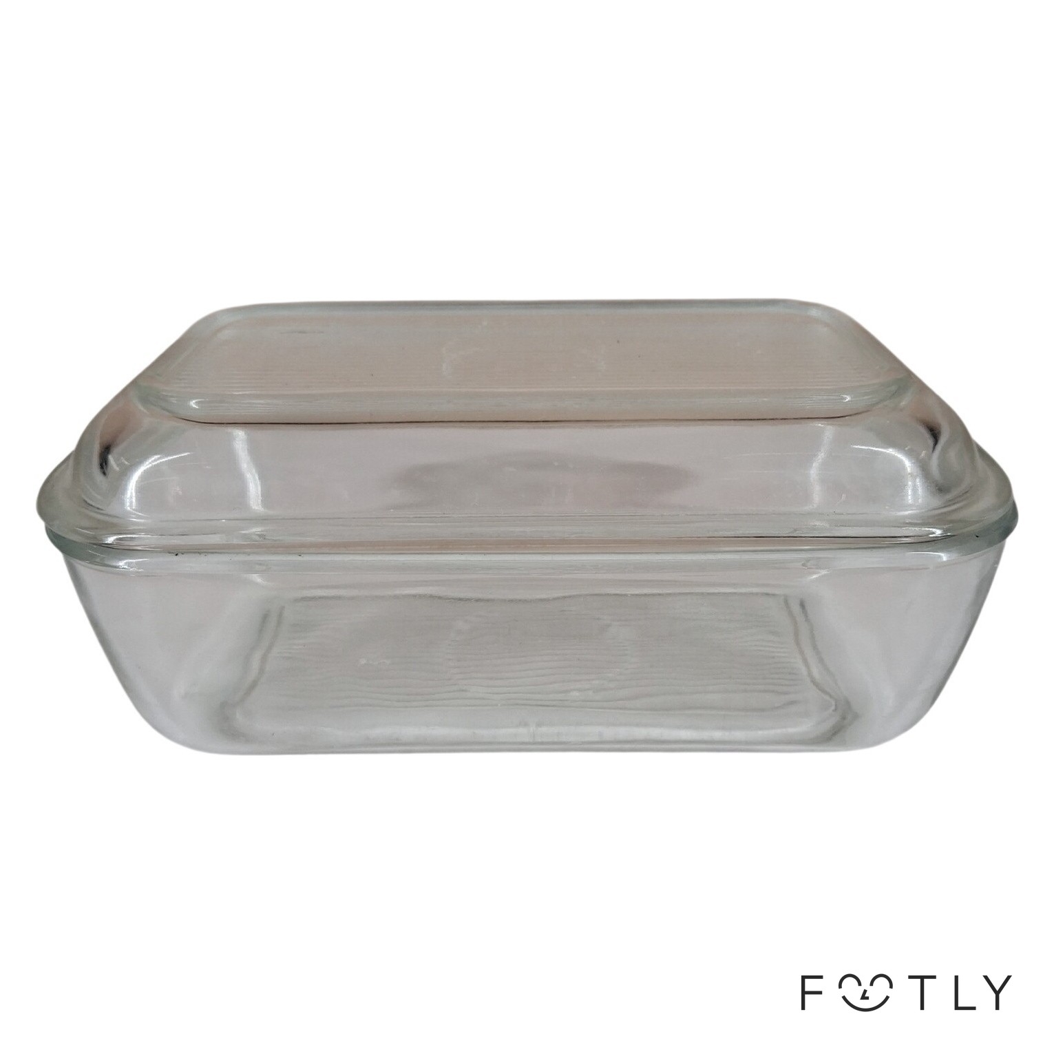 Arcoroc France Glasform Glas Rektangulär Med Lock Matlåda Form Eldfast Smörburk