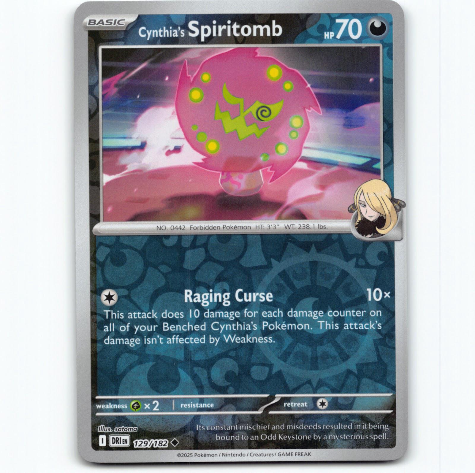 Pokémon Cynthia's Spiritomb DRI EN 129/182 Reverse Holo Pokemon Kort Destined