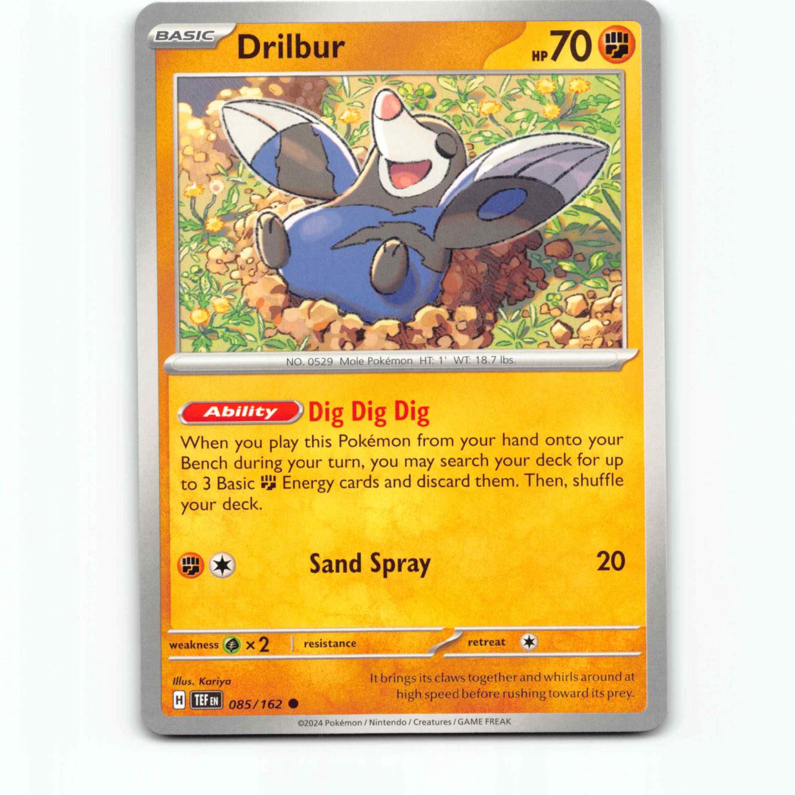 Drilbur 085/162 Pokémon TEF EN Temporal Forces Pokemon Kort Scarlet & Violet
