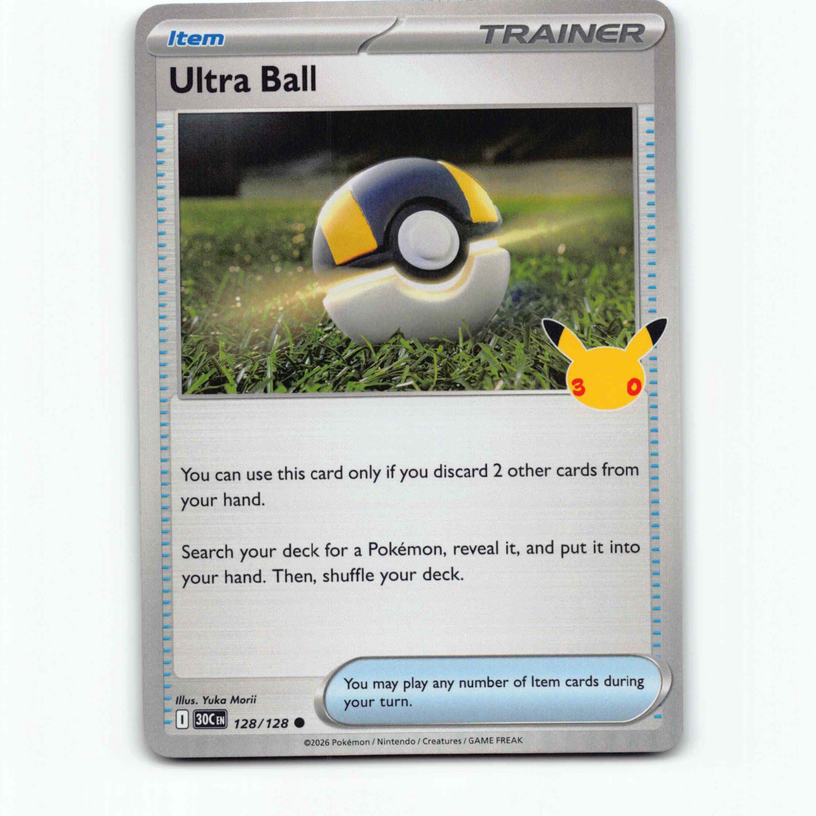 Ultra Ball 128 Holo Pokémon 30C EN 128/128 30th Celebration Pokemon Kort