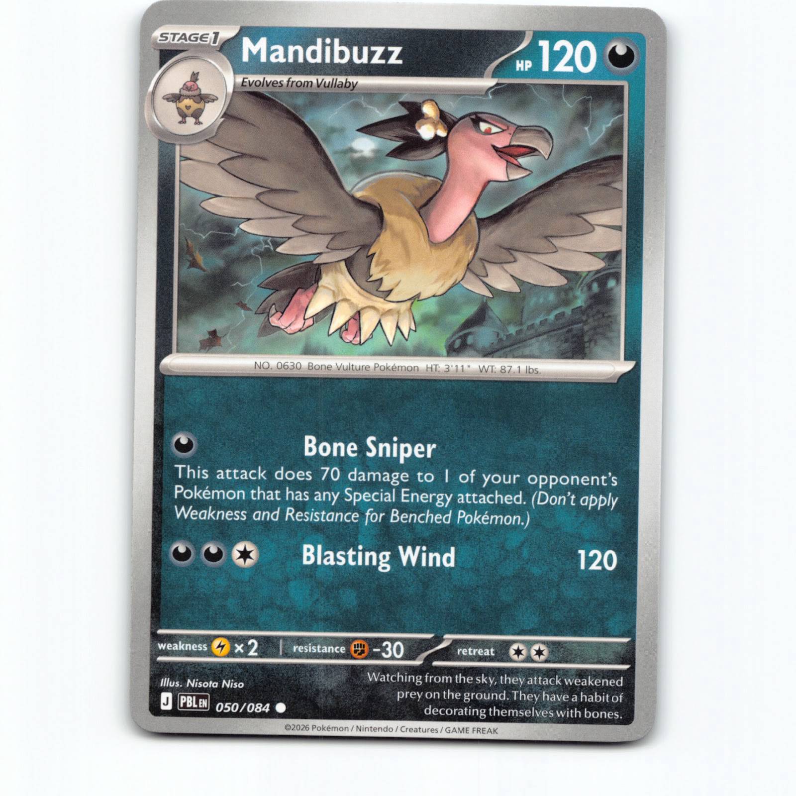 Mandibuzz 050/084 Pokémon PBL EN Pitch Black Pokemon Kort Mega Evolution