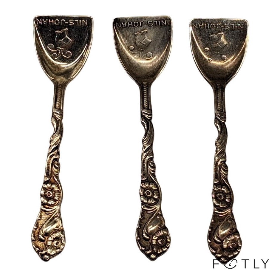 Nilsjohan 3 st Nysilver Sked ALP Vintage Sked Samlarsked Ny Silver Nils Johan