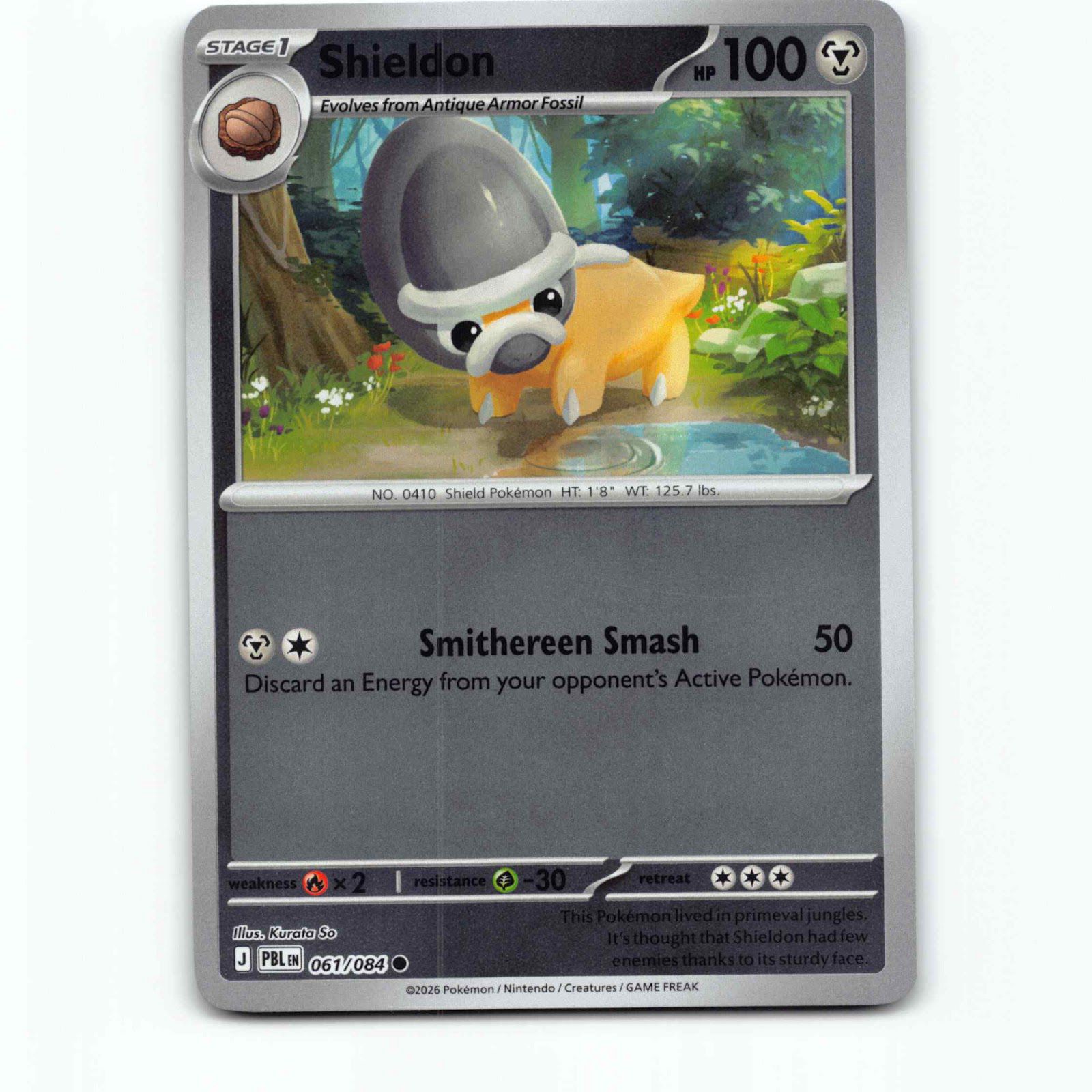 Shieldon 061/084 Pokémon Reverse Holo PBL EN Pitch Black Pokemon Kort Mega Evolu