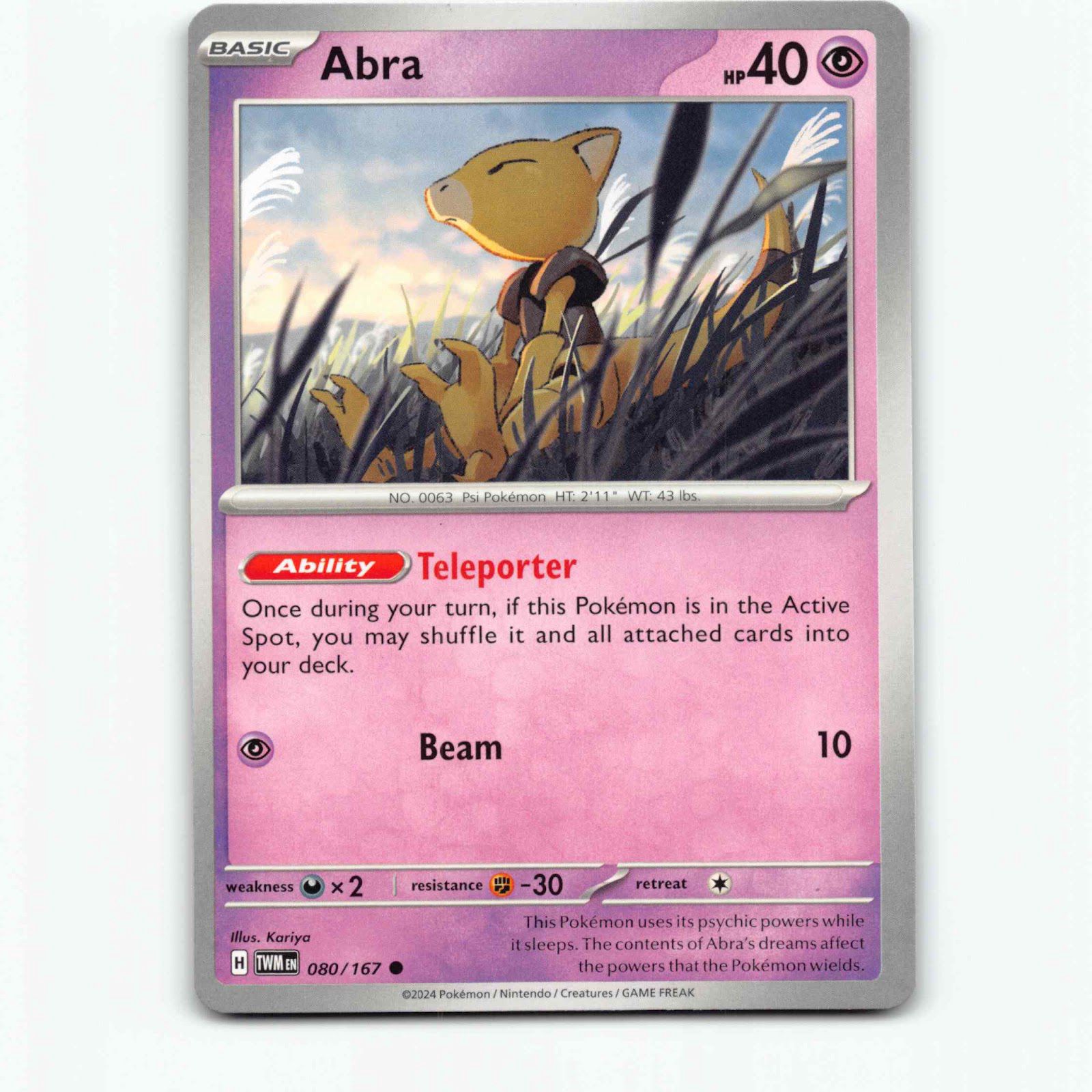 Abra 80 Pokémon TWM EN 080/167 Twilight Masquerade Pokemon Kort Scarlet & Violet