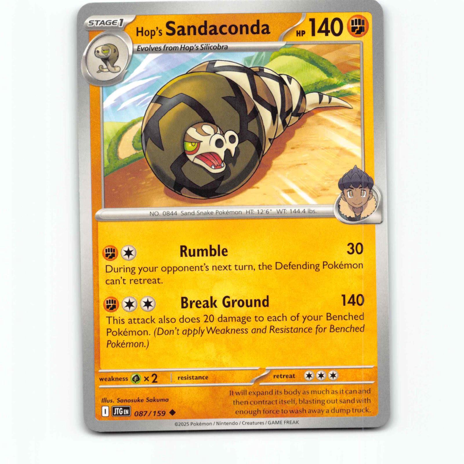 Hop's Sandaconda 087/159 Pokémon JTG EN Journey Together Pokemon Kort Scarlet &