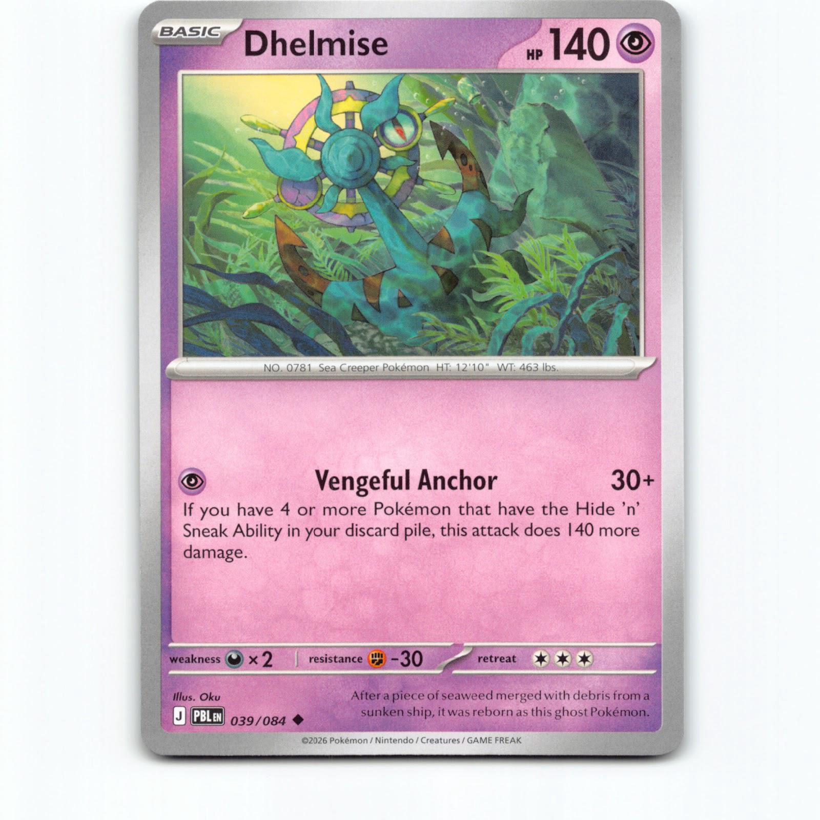 Pokémon Dhelmise PBL EN 039/084 Pokemon Kort Pitch Black Mega Evolution