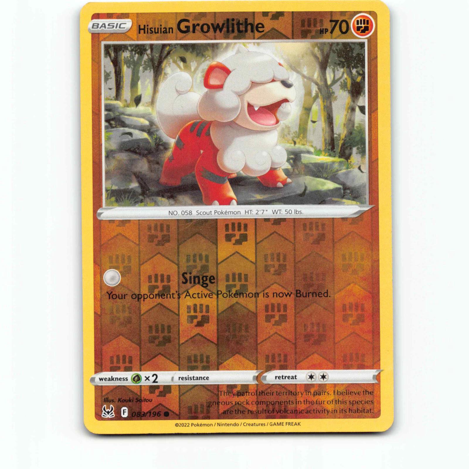 Hisuian Growlithe 83 Reverse Holo Pokémon LOR EN 083/196 Lost Origin