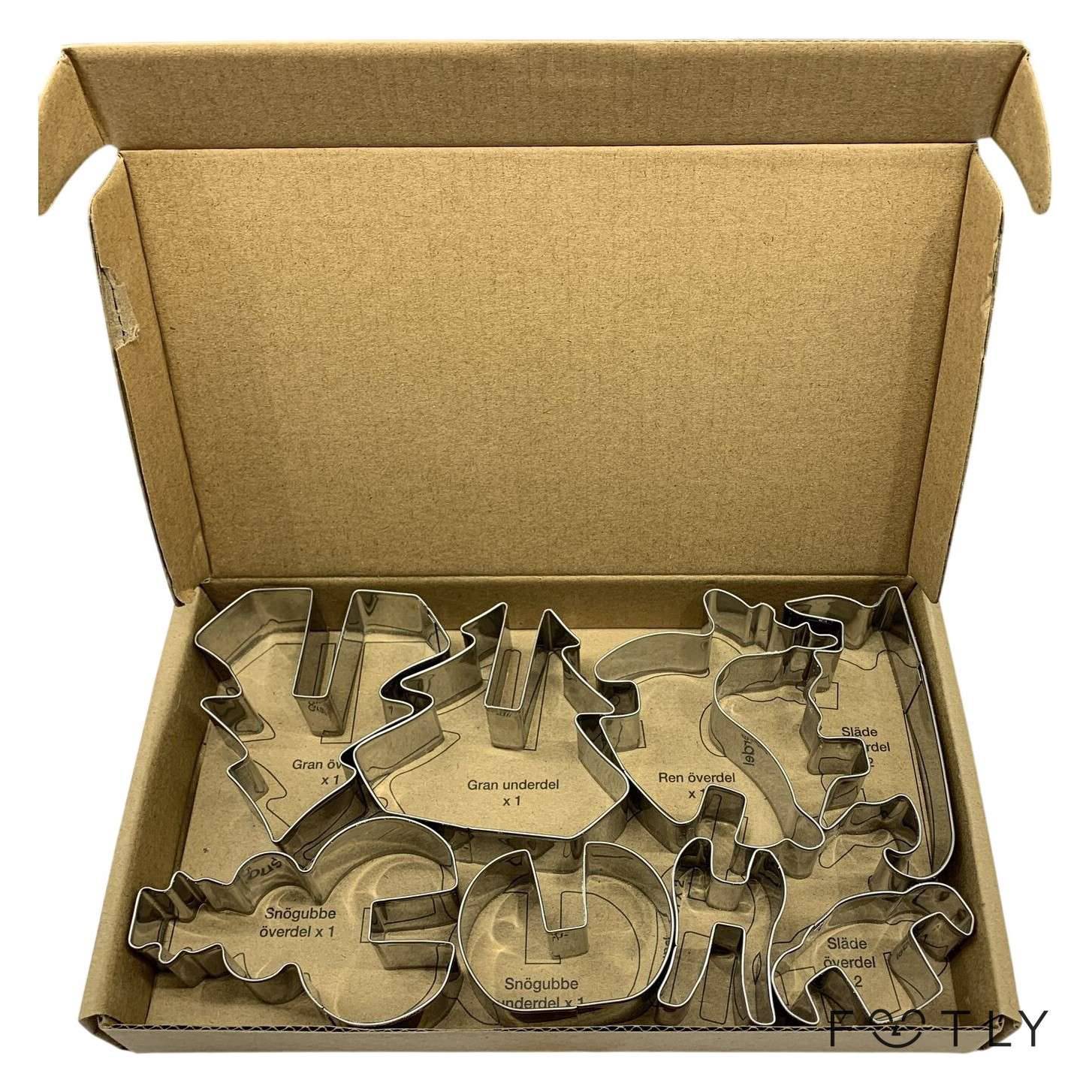 Pepparkaksformar 3D Jul Metall Snögubbe Gran Ren Släde Kakform Bakform