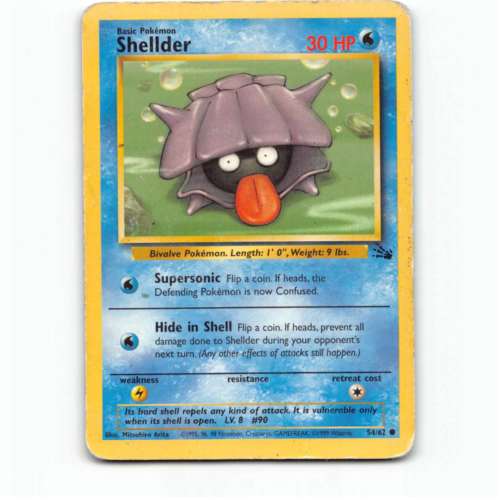 Shellder 54 Pokémon FO EN 54/62 Fossil Pokemon Kort Wizards of The Coast