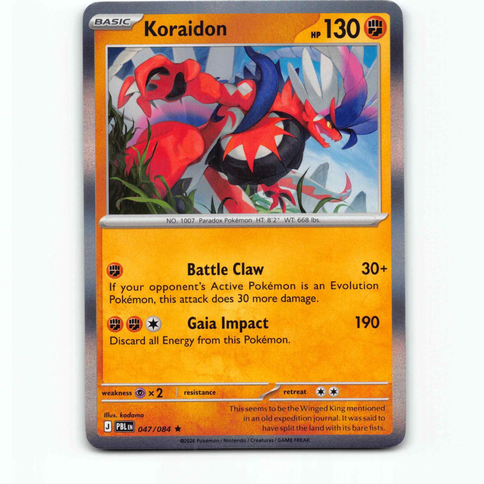 Koraidon 47 Holo Pokémon PBL EN 047/084 Pitch Black Pokemon Kort Mega Evolution