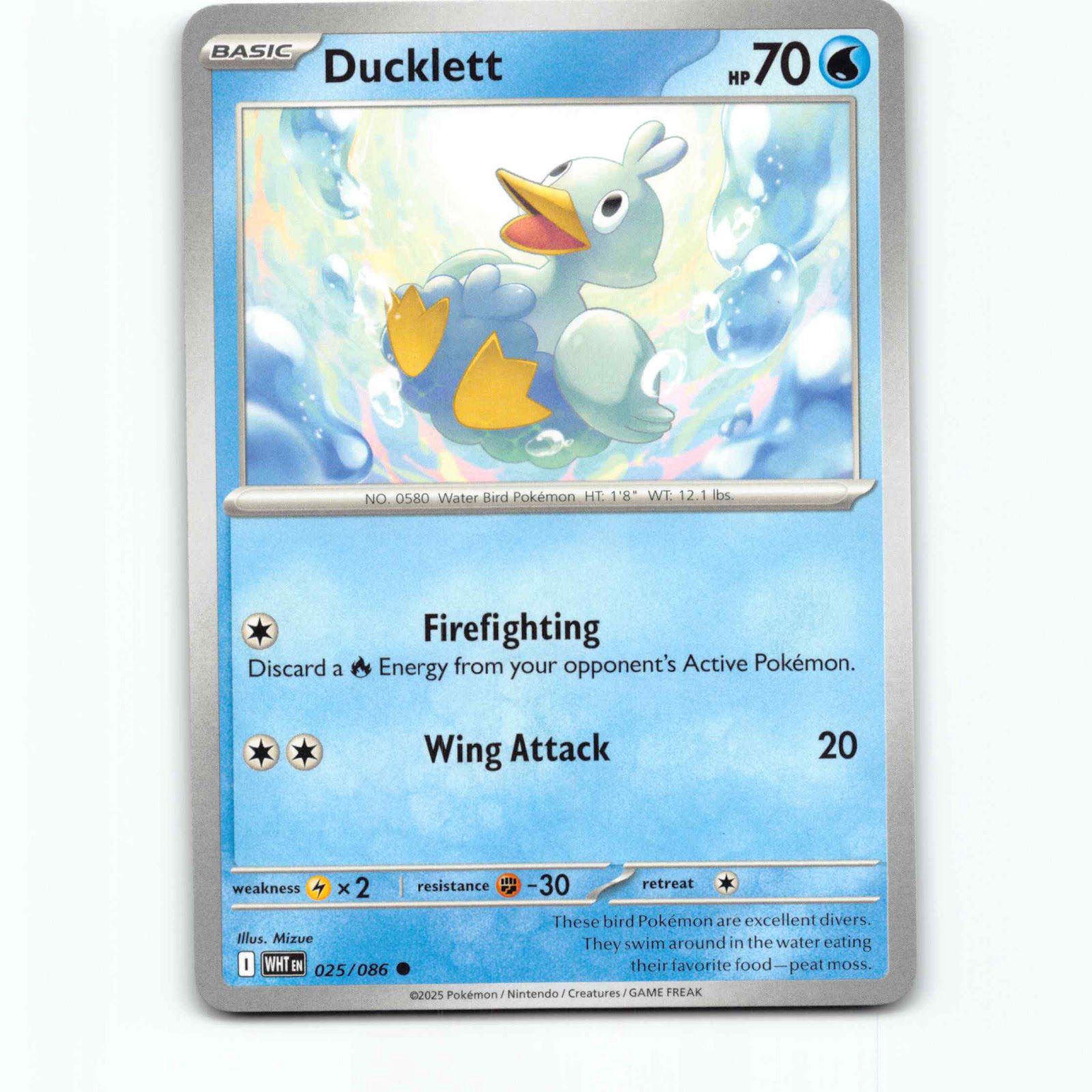 Ducklett 025/086 Pokémon WHT EN White Flare Pokemon Kort Scarlet & Violet