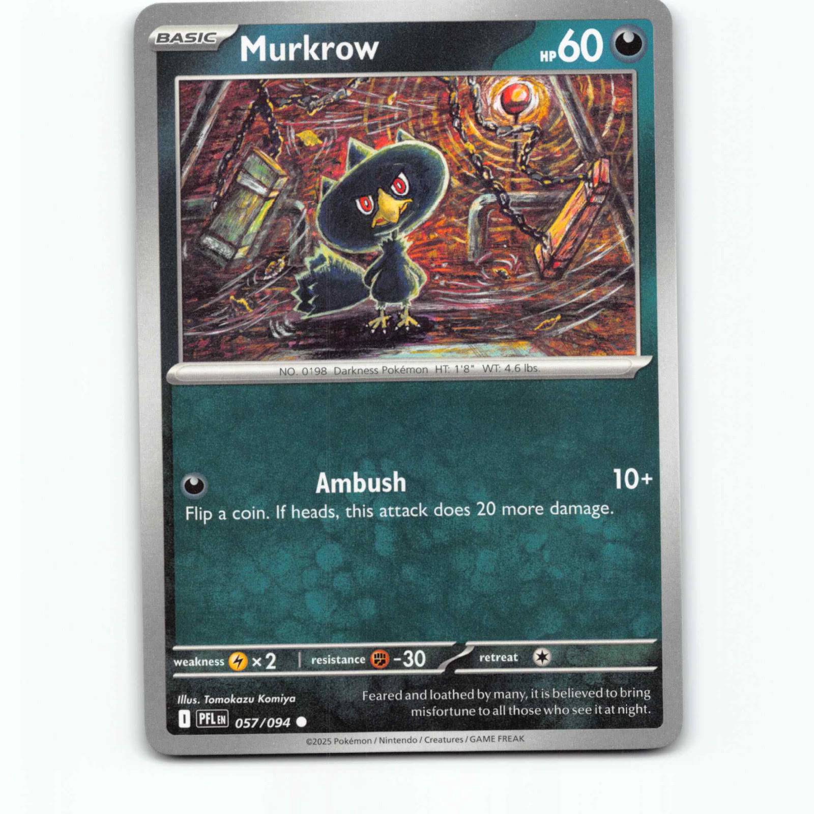 Murkrow 057/094 Pokémon PFL EN Phantasmal Flames Pokemon Kort Mega Evolution