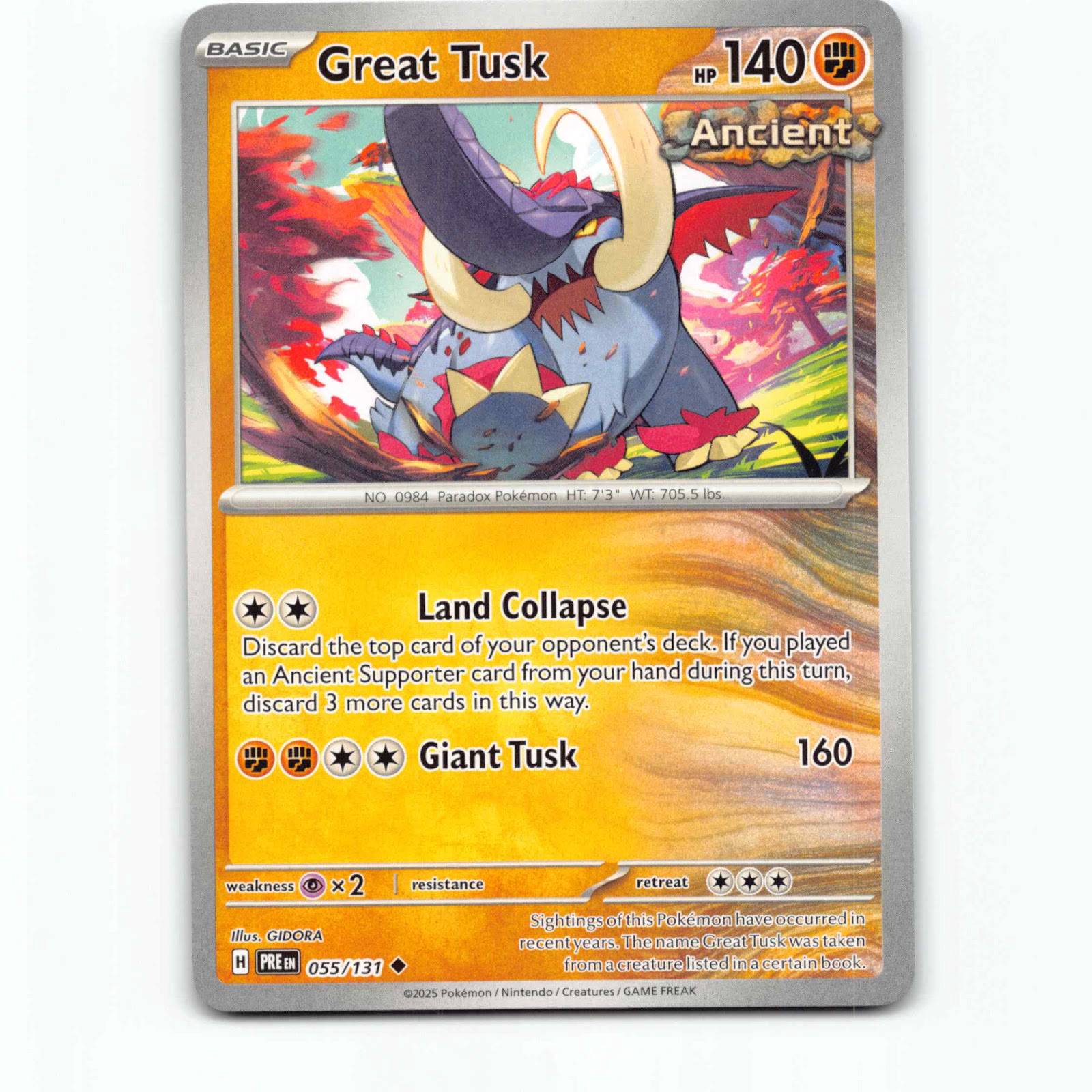 Great Tusk 055/131 Pokémon PRE EN Prismatic Evolutions Pokemon Kort Scarlet & Vi