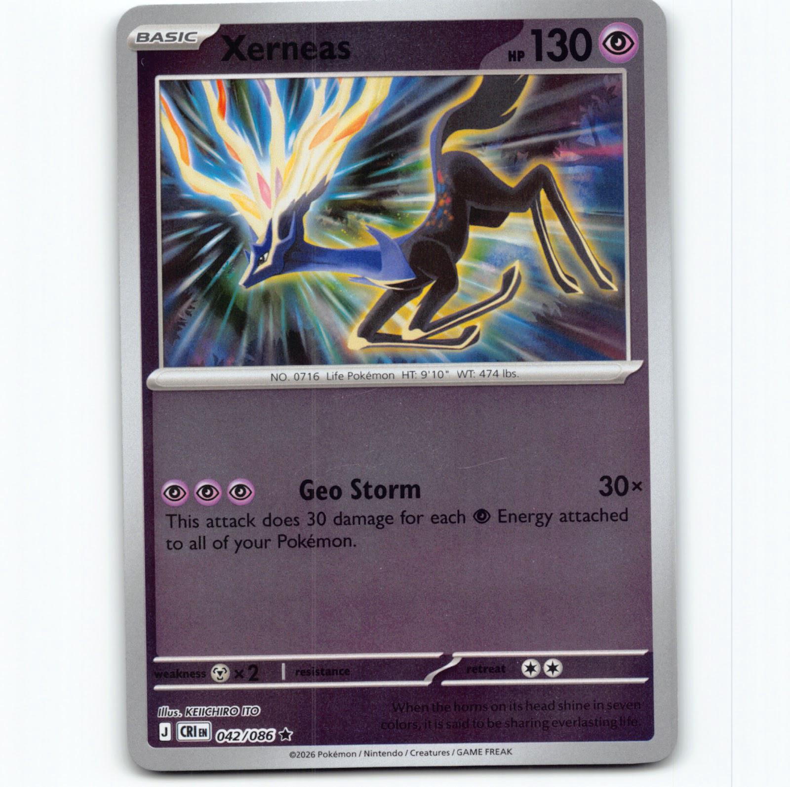 Pokémon Xerneas CRI EN 042/086 Reverse Holo Pokemon Kort Chaos Rising Mega