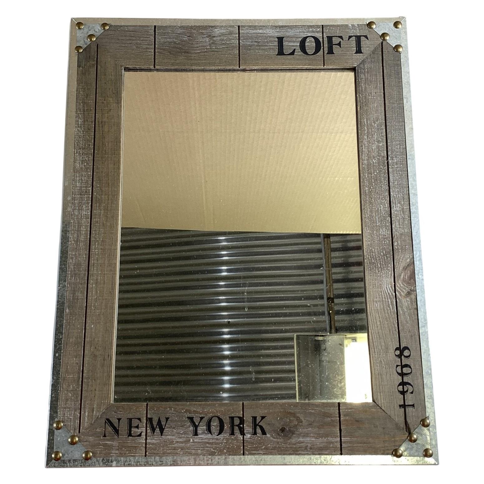 Spegel Loft New York 1968 Träram Metalldetaljer Industriell Stil