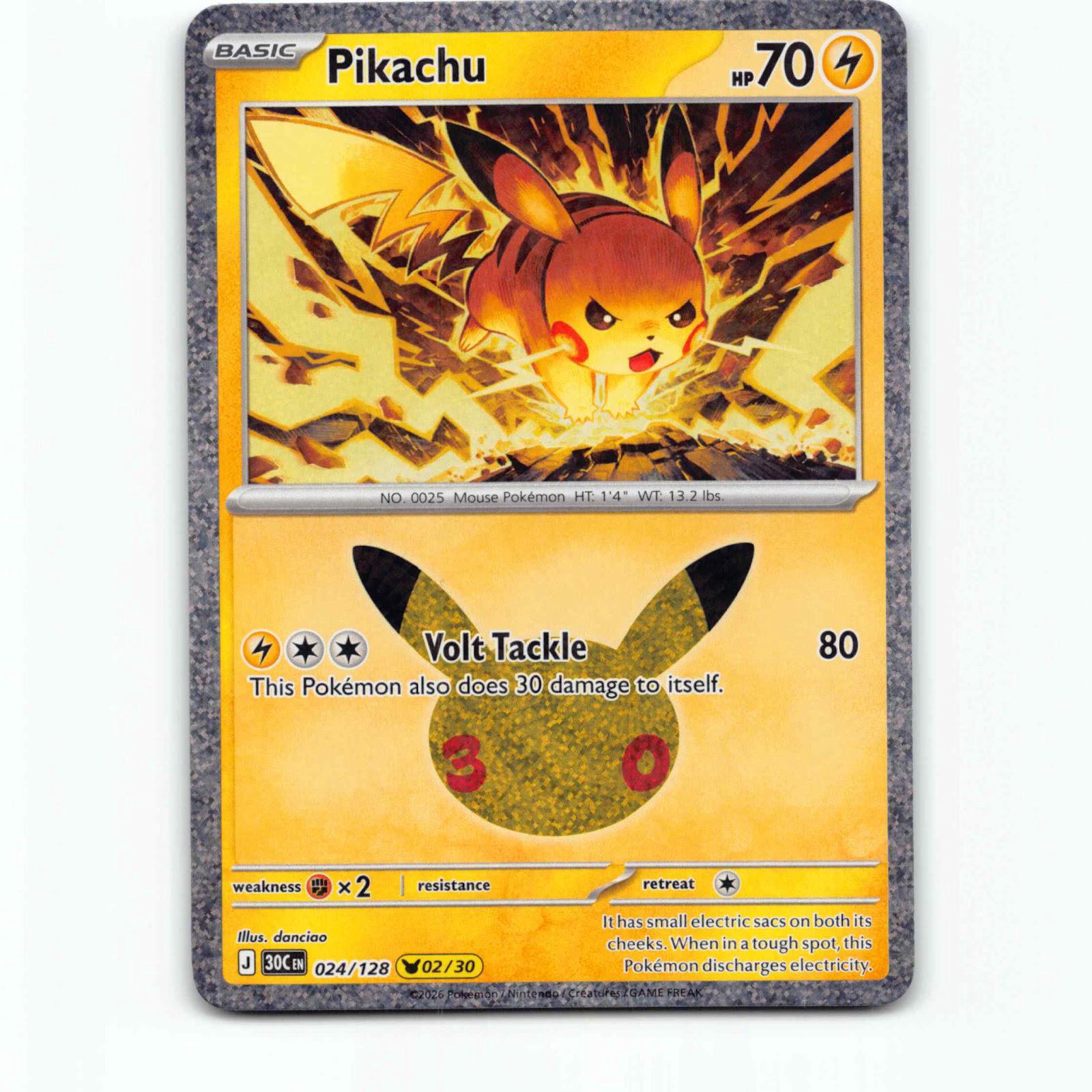 Pikachu 24 30th Celebration 02/30 Holo Pokémon 30C EN 024/128 Mega Evolution