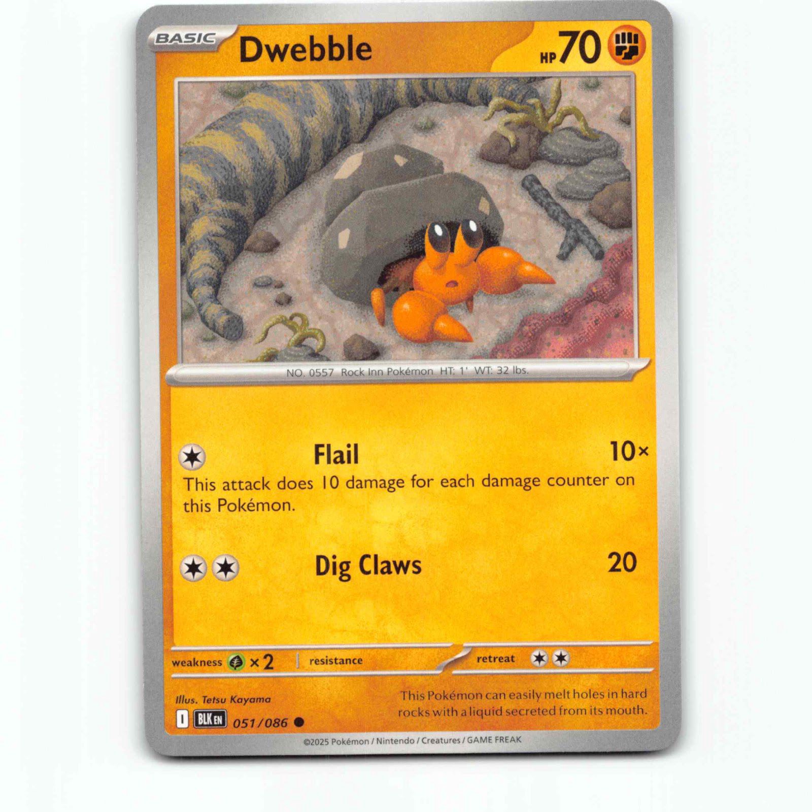 Dwebble 051/086 Pokémon BLK EN Black Bolt Pokemon Kort Scarlet & Violet