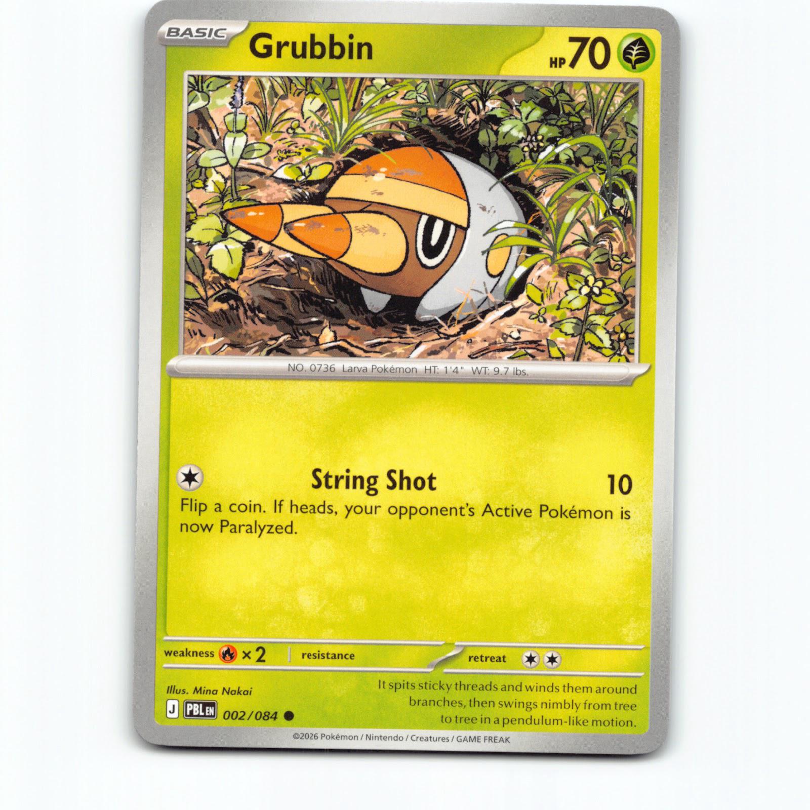 Grubbin 002/084 Pokémon PBL EN Pitch Black Pokemon Kort Mega Evolution
