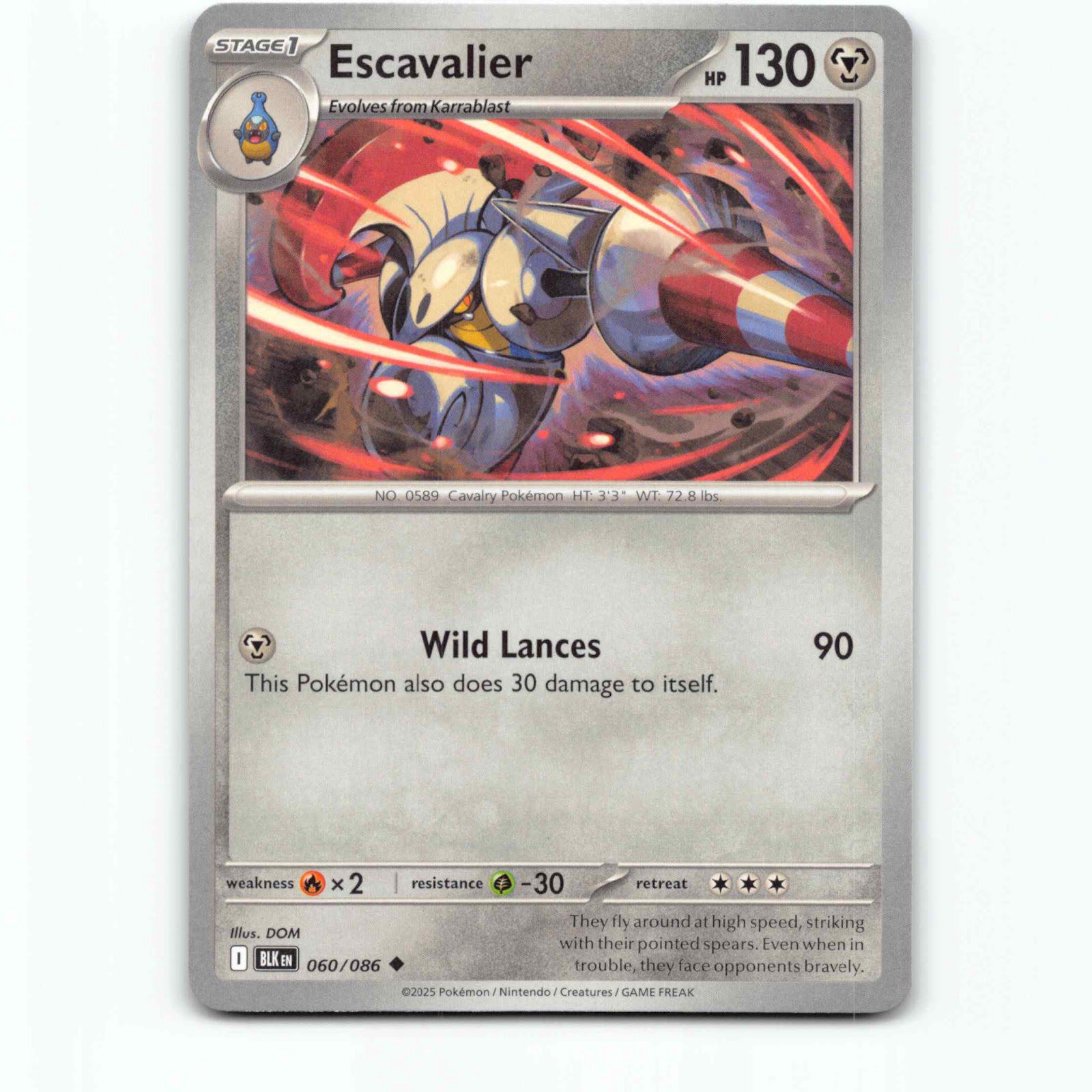 Escavalier 060/086 Pokémon BLK EN Black Bolt Pokemon Kort Scarlet & Violet
