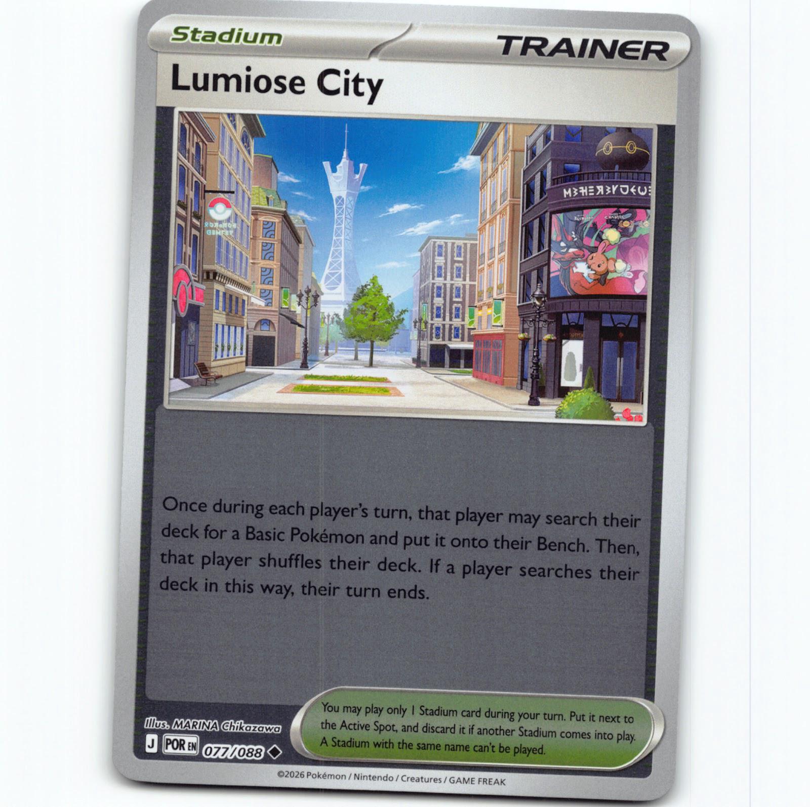 Pokémon Lumiose City POR EN 077/088 Reverse Holo Pokemon Kort Perfect Order Meg