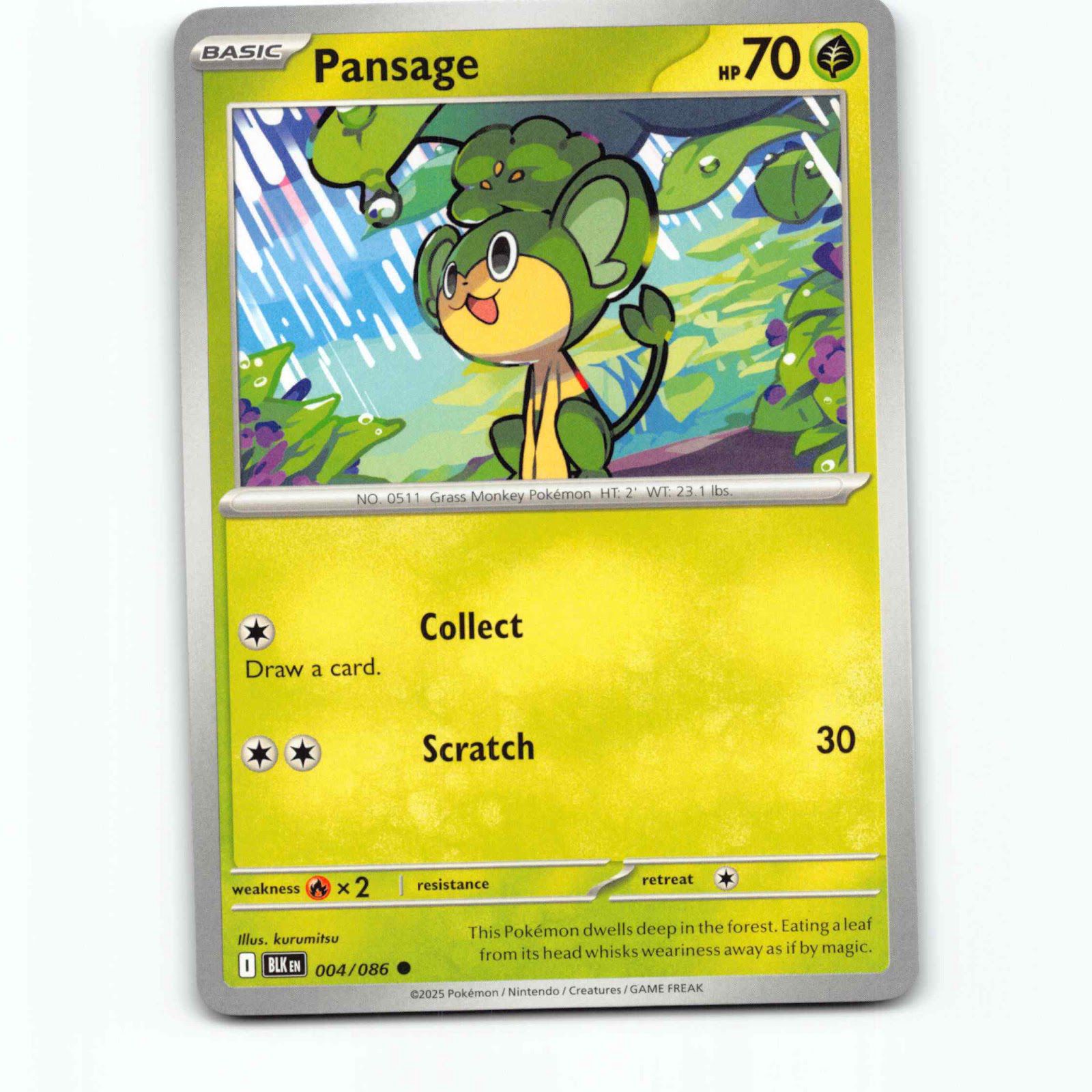 Pansage 004/086 Pokémon BLK EN Black Bolt Pokemon Kort Scarlet & Violet