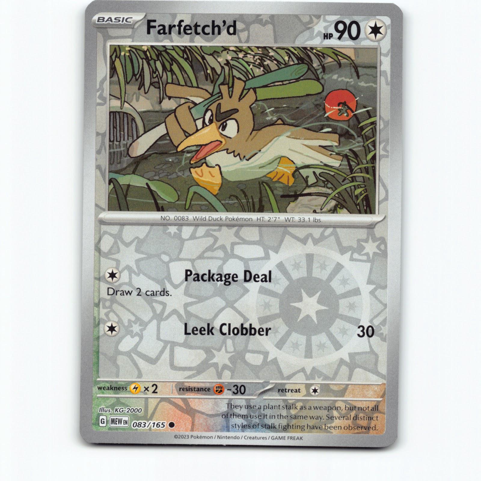 Farfetch'd 083/165 Pokémon Reverse Holo MEW EN 151 Pokemon Kort Scarlet & Violet