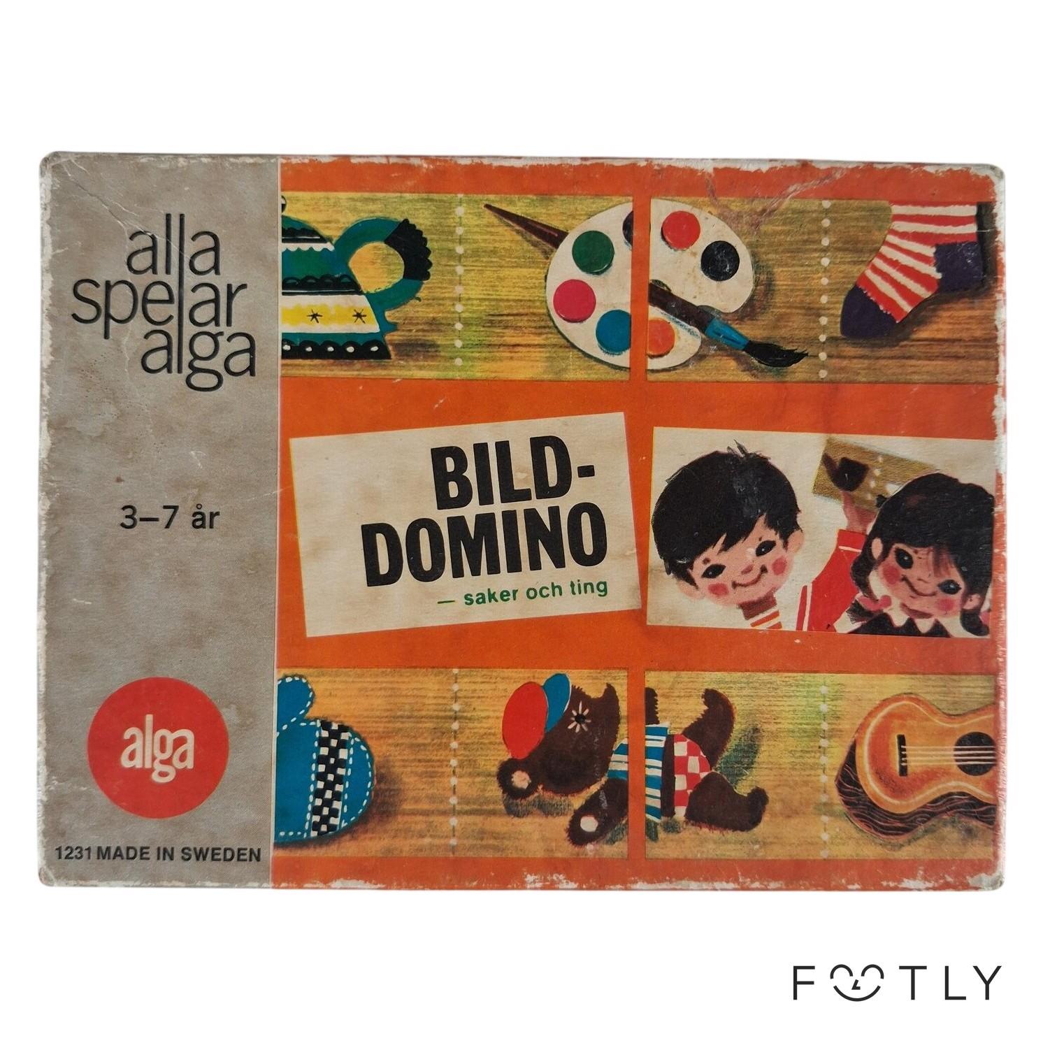 Alga Bild-Domino Sällskapsspel Barn 3-7 År Domino Made in Sweden Retro Vintage