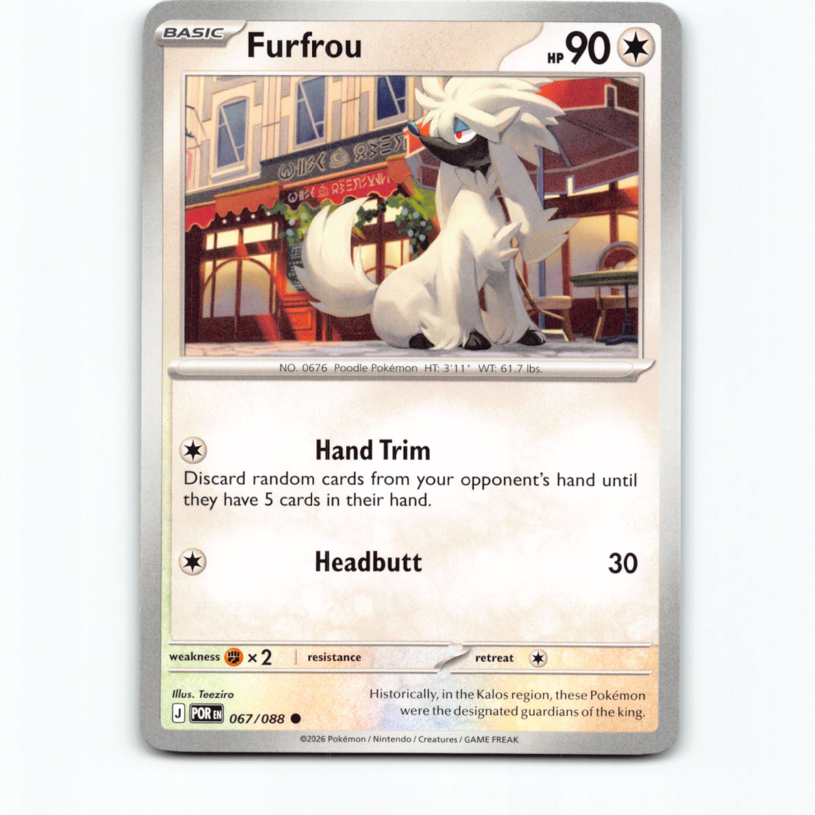 Pokémon Furfrou POR EN 067/088 Pokemon Kort Perfect Order Mega Evolution