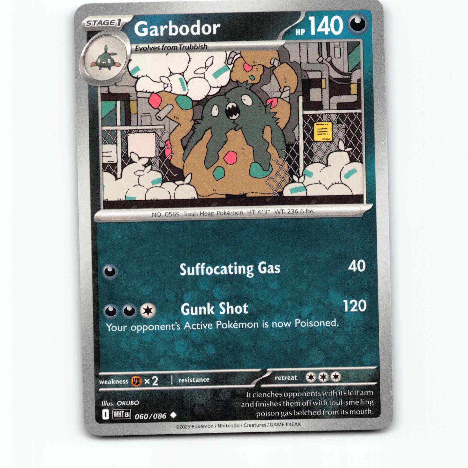 Garbodor 060/086 Pokémon WHT EN White Flare Pokemon Kort Scarlet & Violet