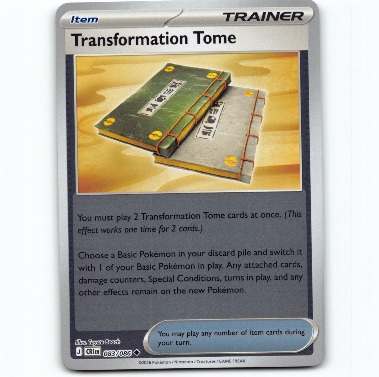 Pokémon Transformation Tome CRI EN 083/086 Reverse Holo Pokemon Kort Chaos Risin