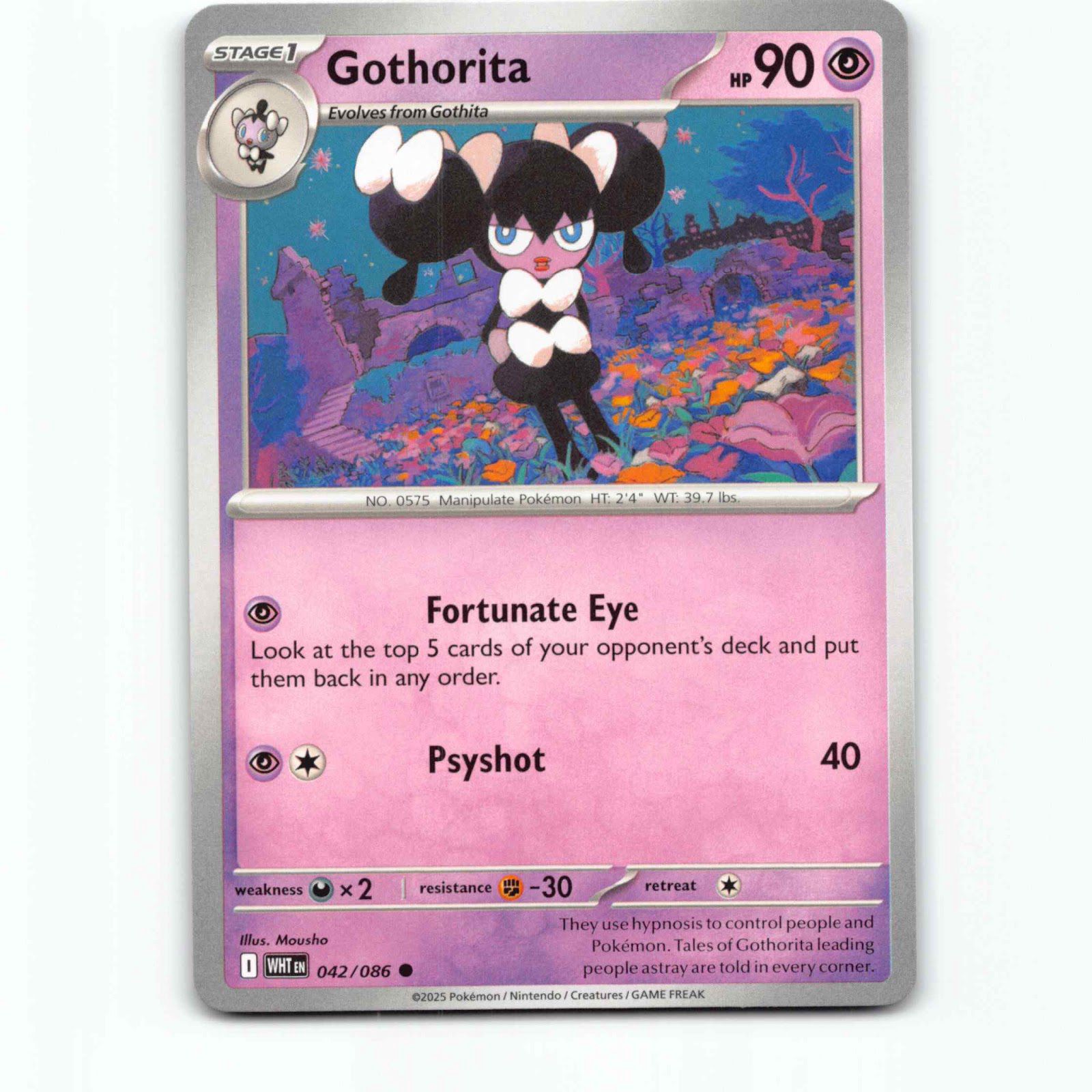 Gothorita 042/086 Pokémon WHT EN White Flare Pokemon Kort Scarlet & Violet