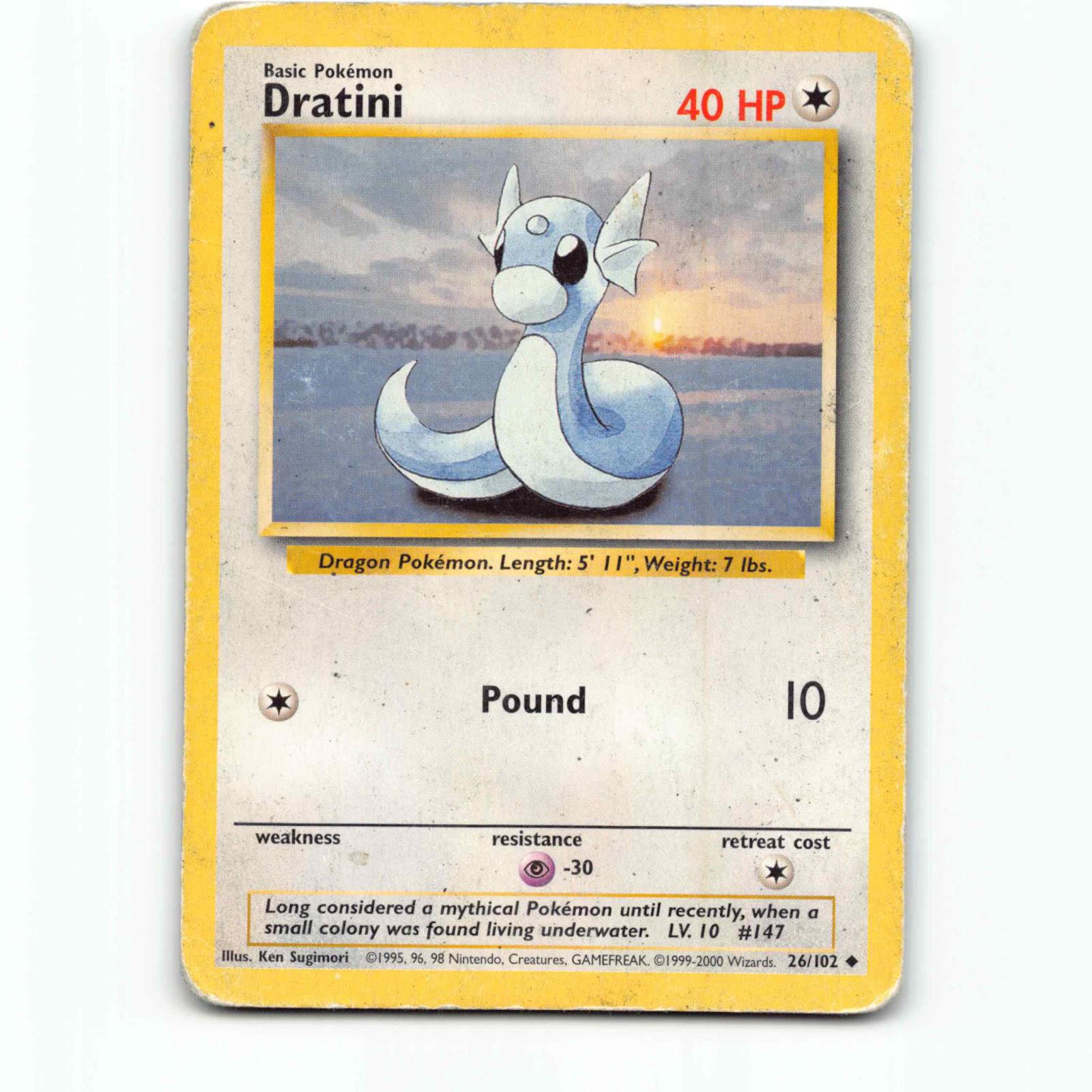 Dratini 26 1999-2000 4th Print Pokémon BS EN 26/102 Base Set Pokemon Kort