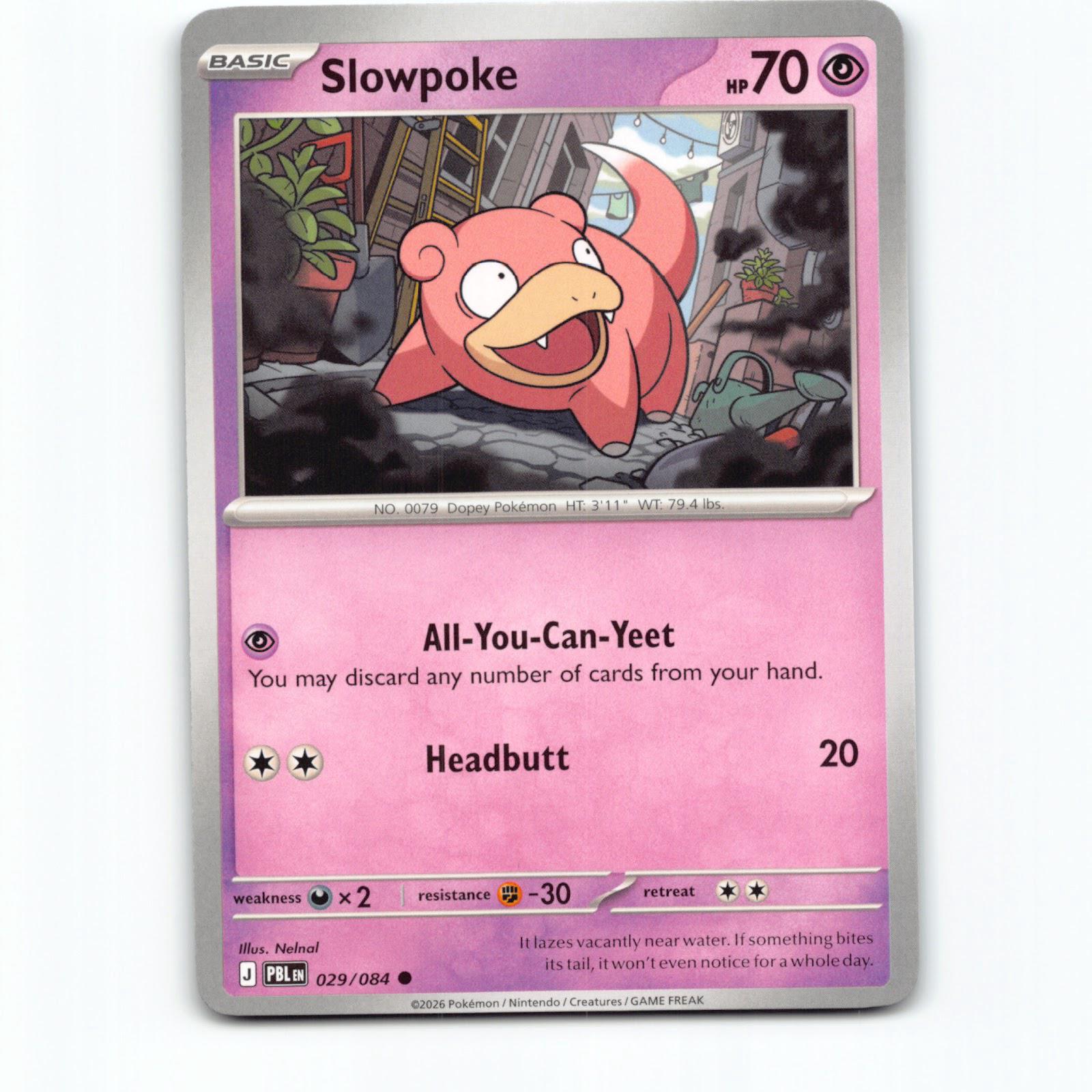 Slowpoke 029/084 Pokémon PBL EN Pitch Black Pokemon Kort Mega Evolution
