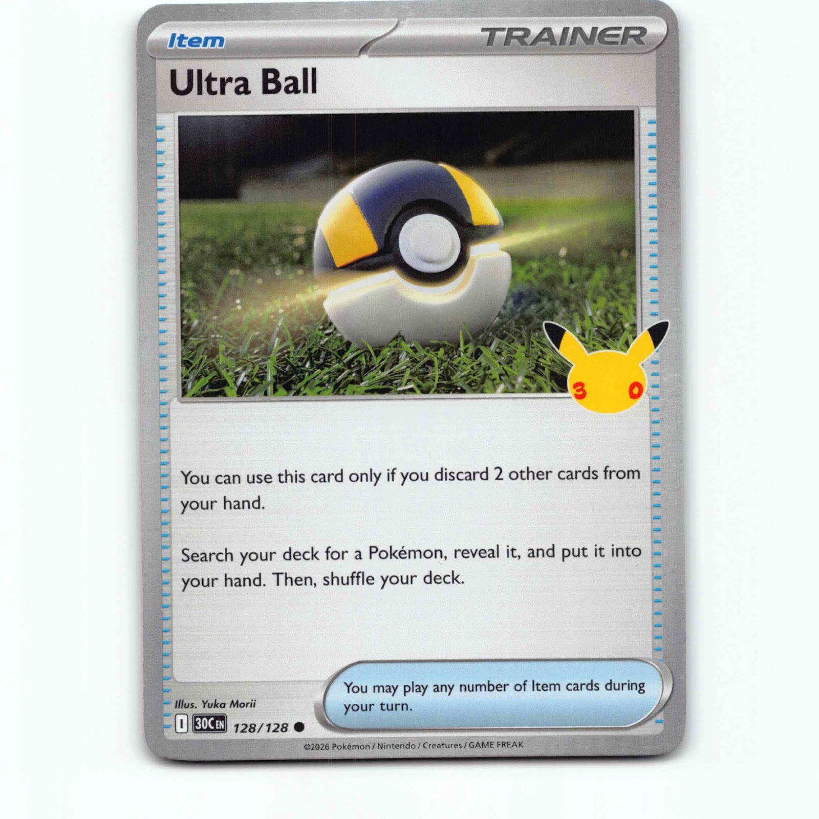 Ultra Ball 128 Holo Pokémon 30C EN 128/128 30th Celebration Pokemon Kort