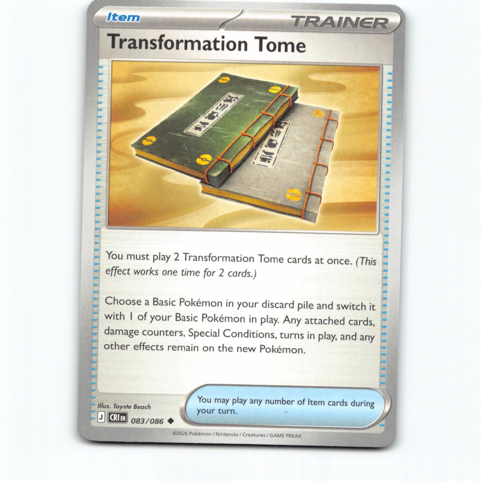 Pokémon Transformation Tome CRI EN 083/086 Pokemon Kort Chaos Rising Mega Evolut