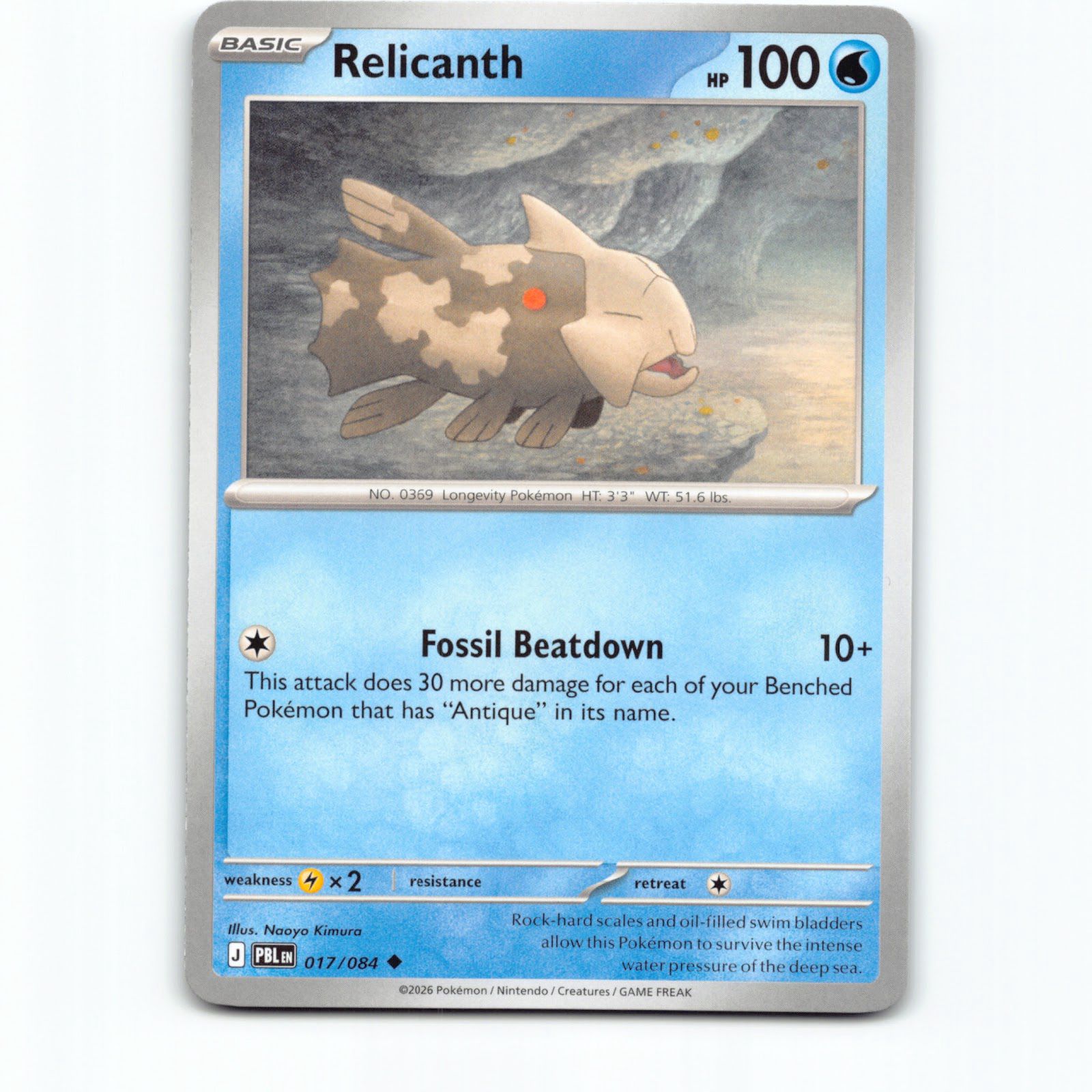 Relicanth 017/084 Pokémon PBL EN Pitch Black Pokemon Kort Mega Evolution