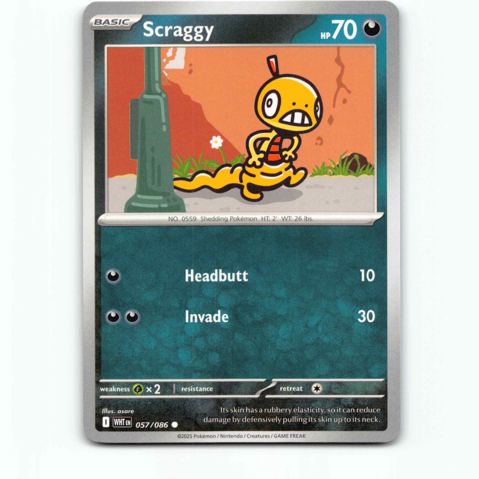Scraggy 057/086 Pokémon WHT EN White Flare Pokemon Kort Scarlet & Violet