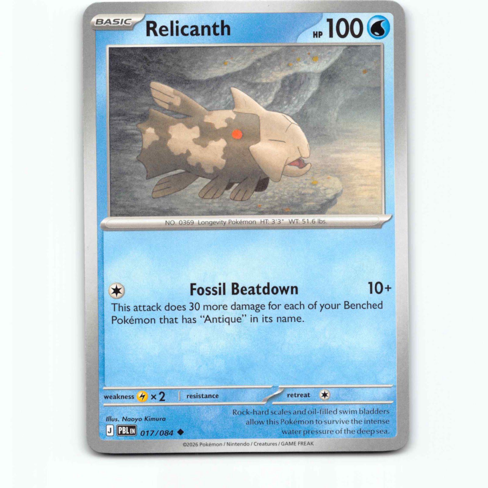 Relicanth 17 Pokémon PBL EN 017/084 Pitch Black Pokemon Kort Mega Evolution