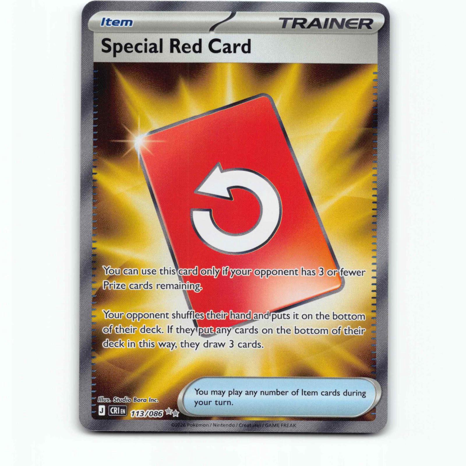 Special Red Card 113 Ultra Rare Pokémon CRI EN 113/086 Chaos Rising Pokemon Kort