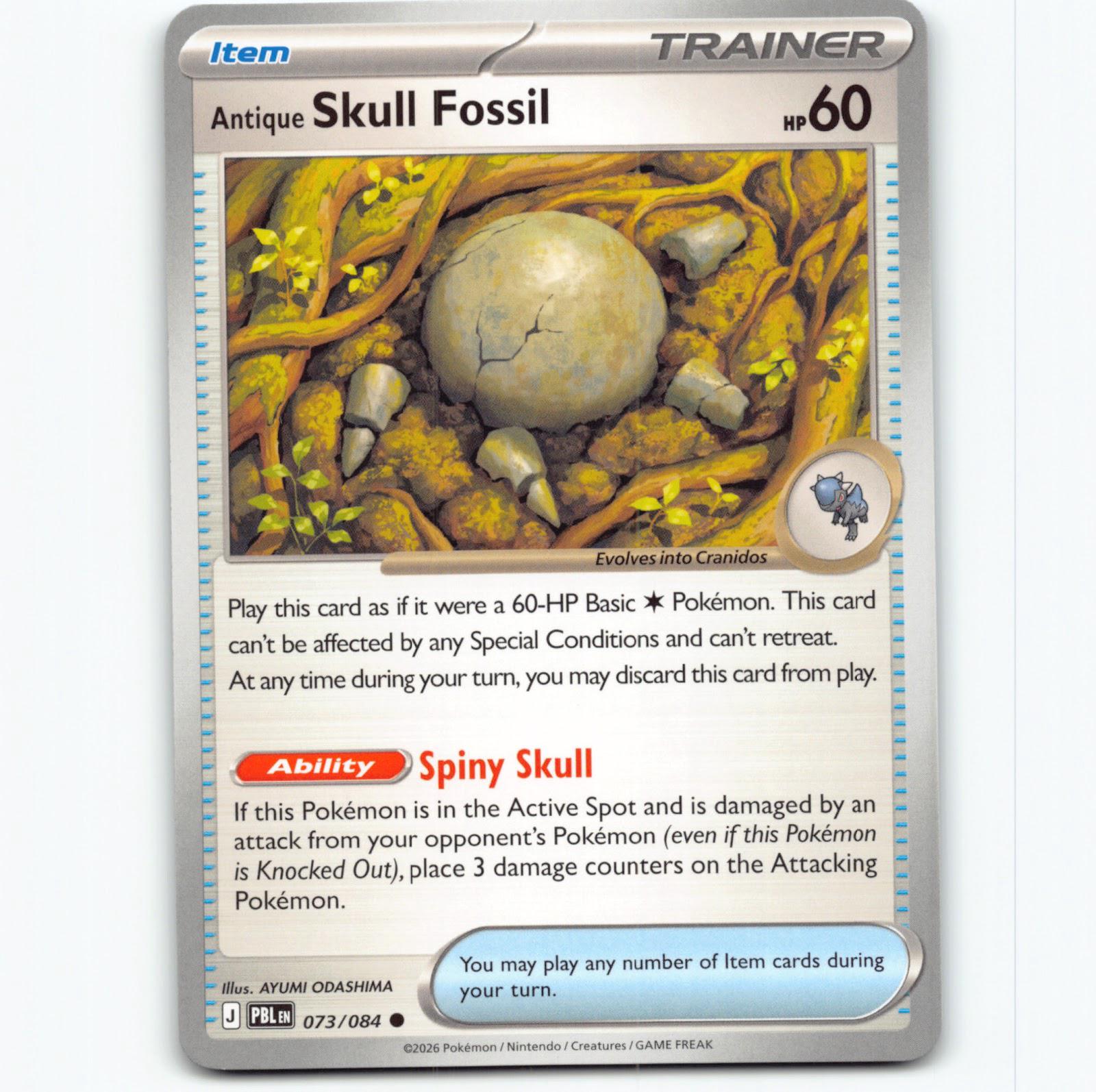 Pokémon Antique Skull Fossil PBL EN 073/084 Pokemon Kort Pitch Black Mega Evolut