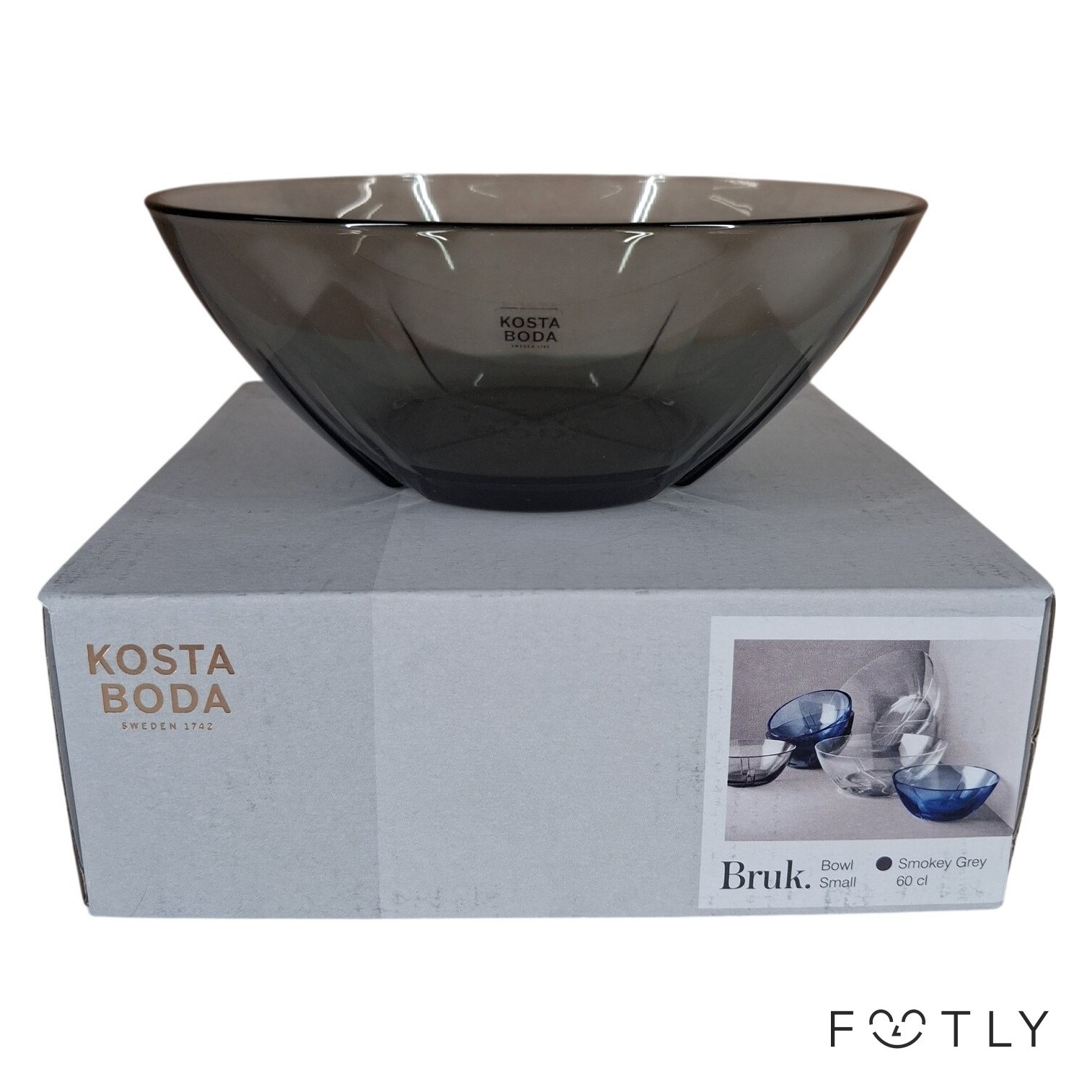 Kosta Boda Bruk Skål Small 60cl Smokey Gray Glas Design Anna Ehrner Sweden