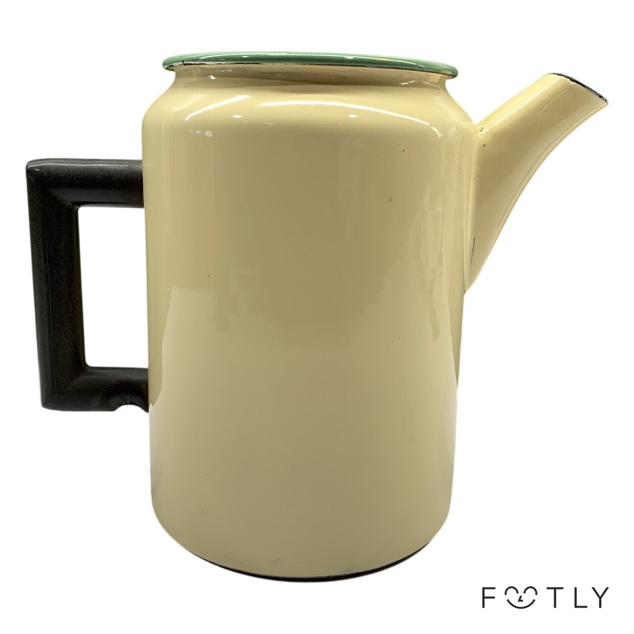 Kockums Kaffepanna 1,5 Liter Vintage Emalj Gul Svart Kaffekanna Sweden Retro