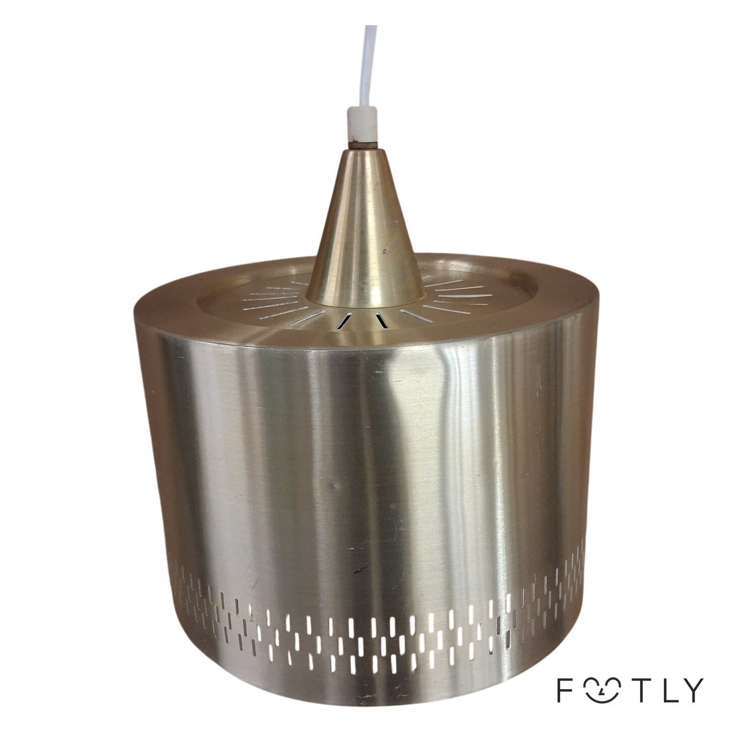 Taklampa Vintage Metall Borstad Mässingfärgad Cylinderformad Lampa Pendel Retro