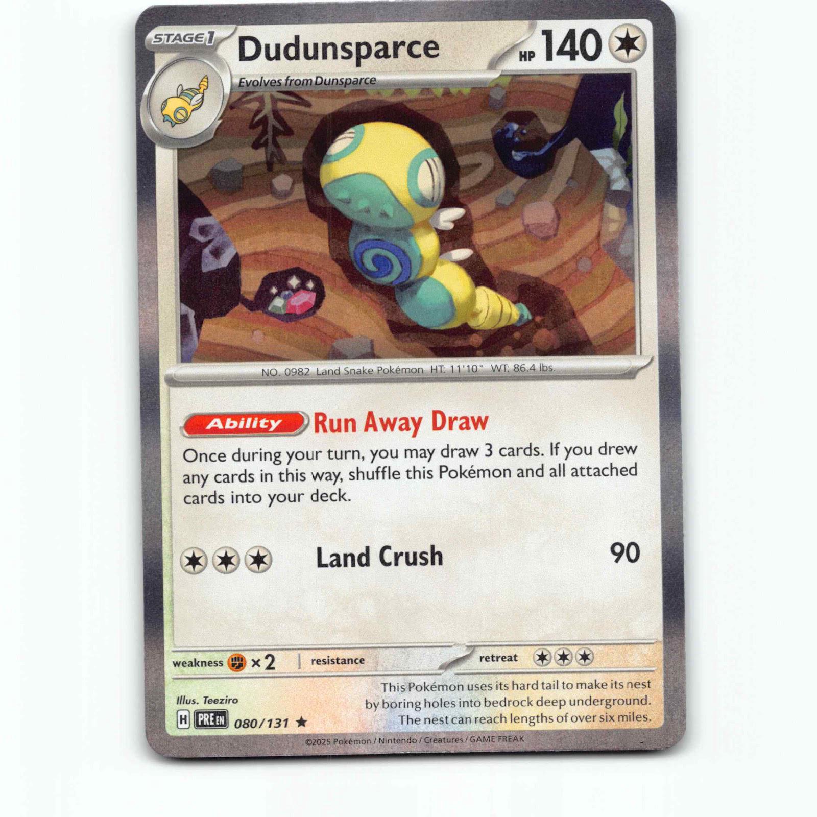 Dudunsparce 080/131 Pokémon Holo PRE EN Prismatic Evolutions Pokemon Kort Scarle