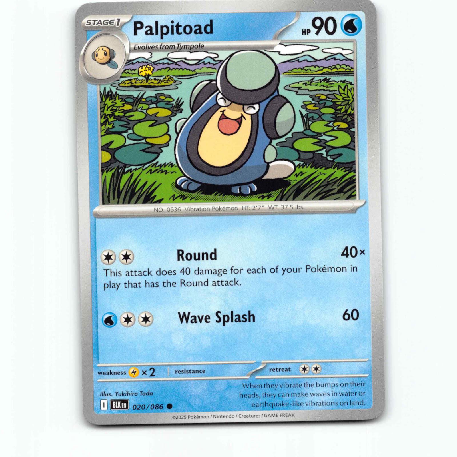 Palpitoad 020/086 Pokémon BLK EN Black Bolt Pokemon Kort Scarlet & Violet